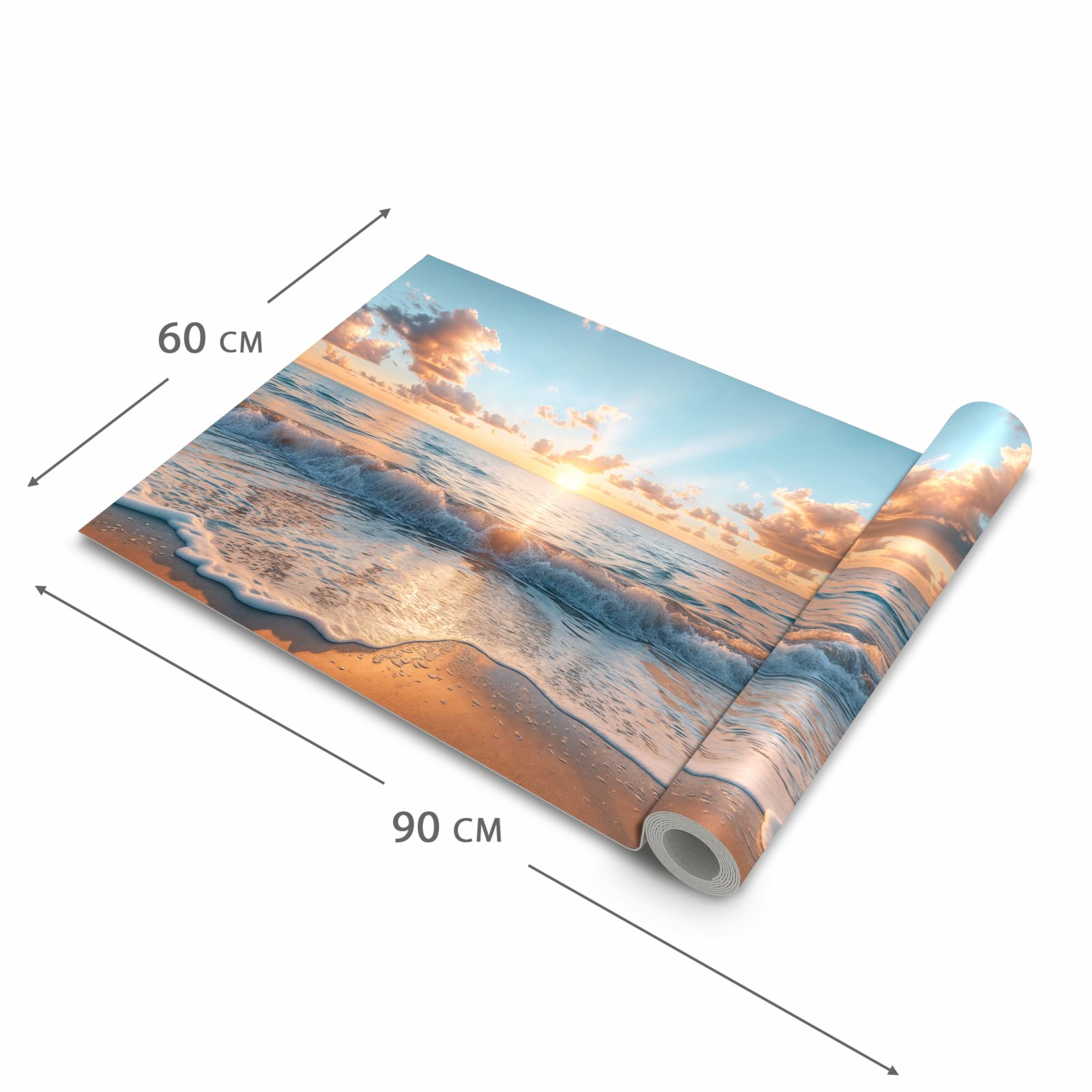 Bodenschonender moderner Küchenläufer mit Motiv Strand Sonnenuntergang in der Grösse 60x180 cm