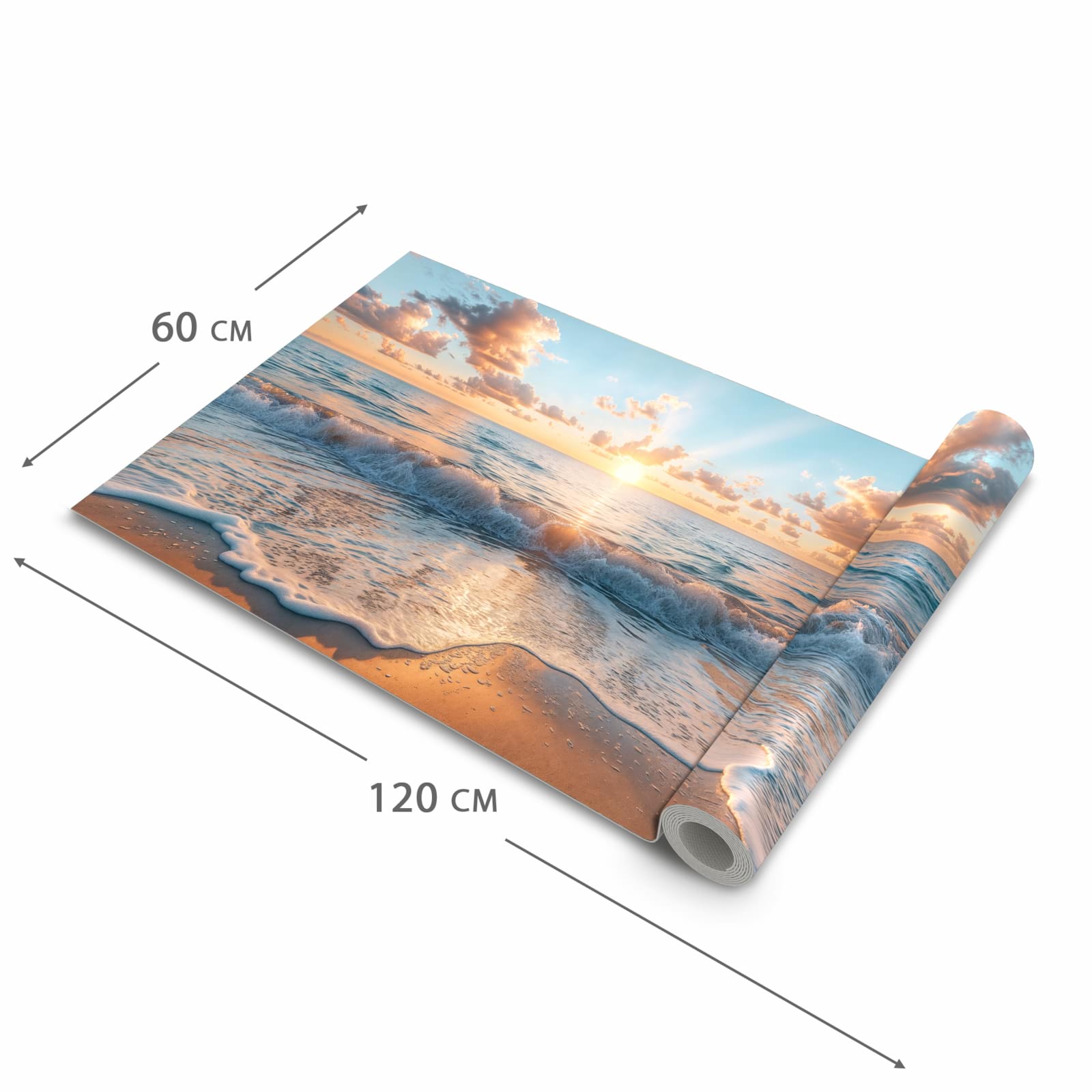 Hygienischer rutschfester Küchenläufer mit Motiv Strand Sonnenuntergang in der Grösse 60x180 cm