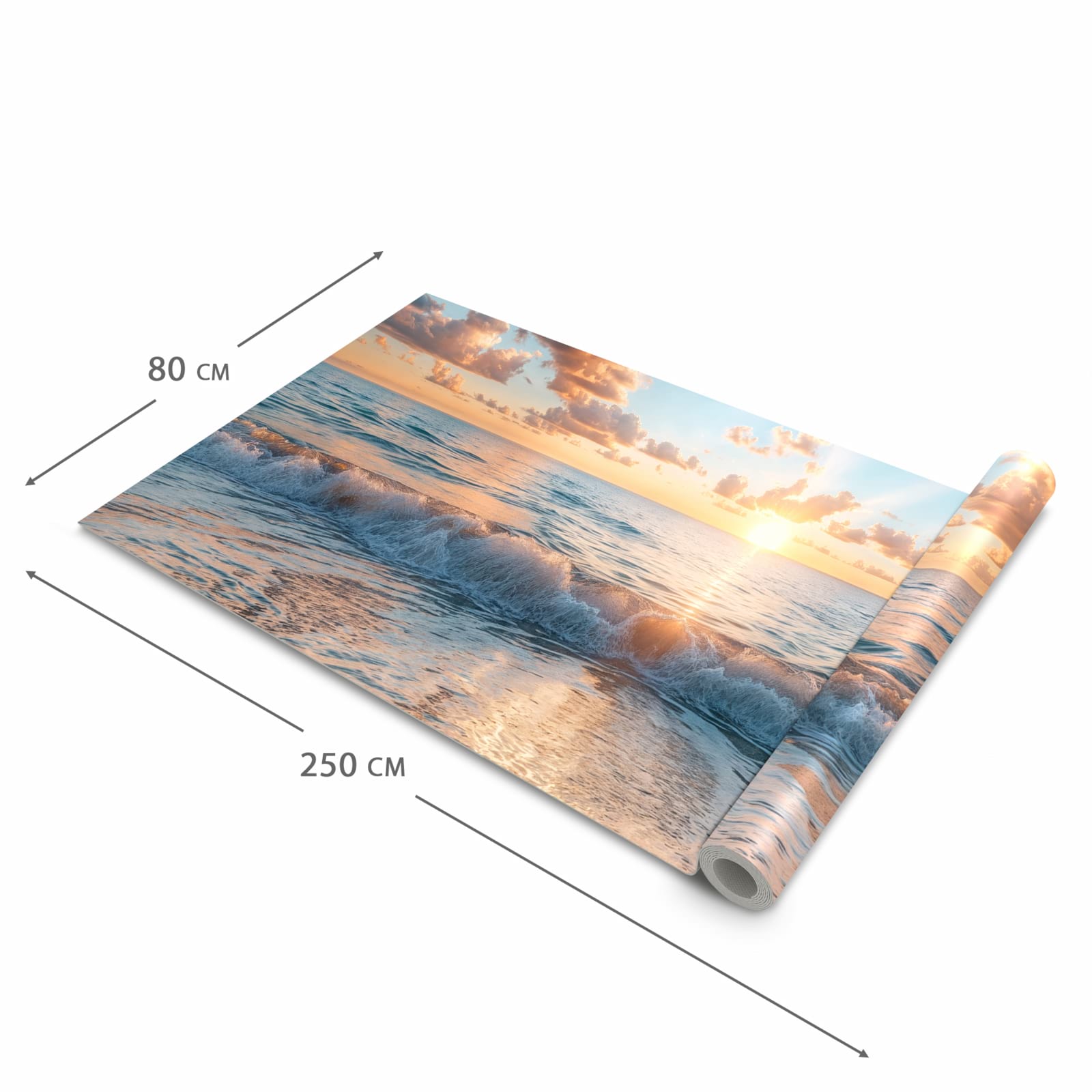 Bodenschonender abwaschbarer Küchenteppich mit Motiv Strand Sonnenuntergang in der Grösse 60x180 cm