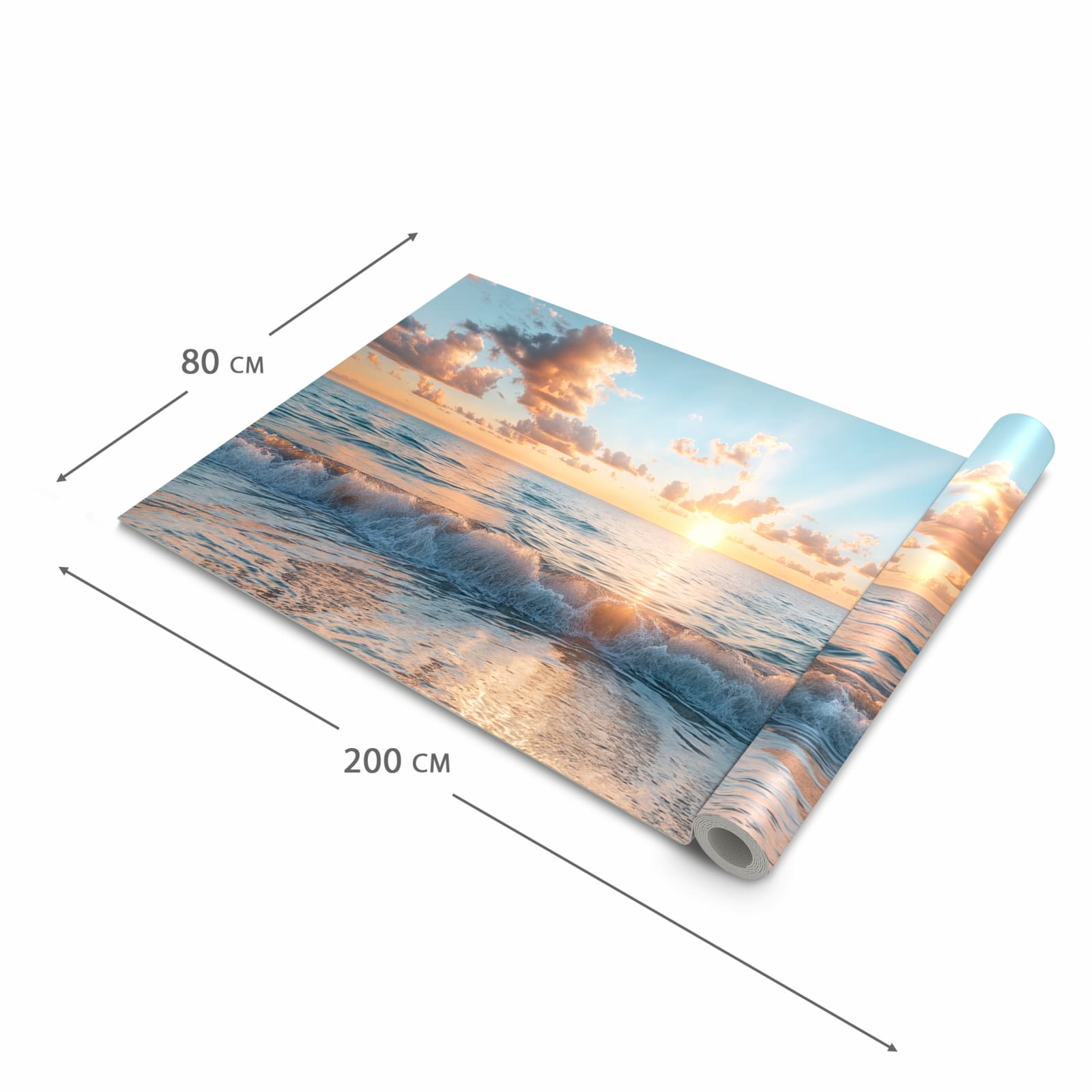 Abwaschbarer Küchenläufer mit Motiv Strand Sonnenuntergang in der Grösse 60x180 cm für Ordnung