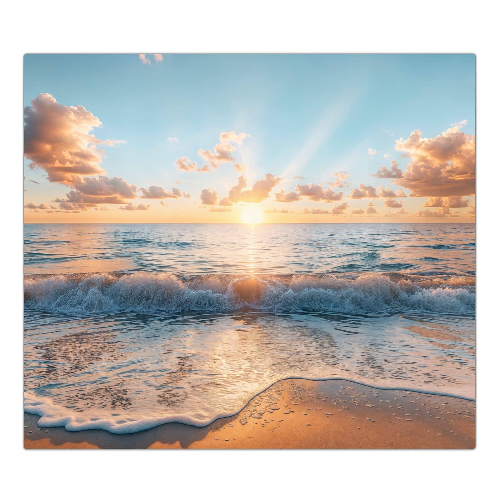 1-teilige Herdabdeckung mit Strand Sonnenuntergang-Motiv in der Frontansicht