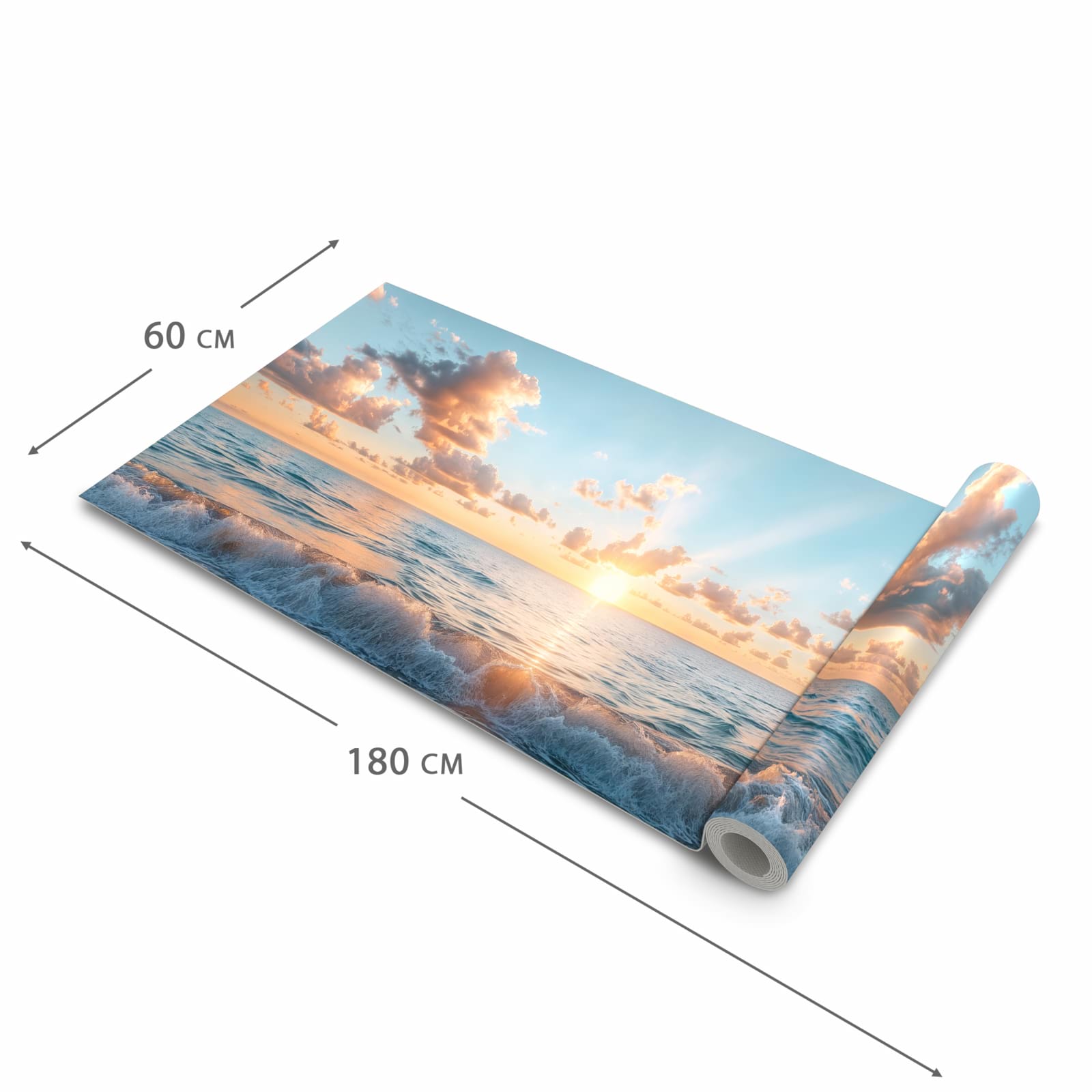 Waschbarer rutschfester Küchenläufer mit Motiv Strand Sonnenuntergang in der Größe 60x180 cm