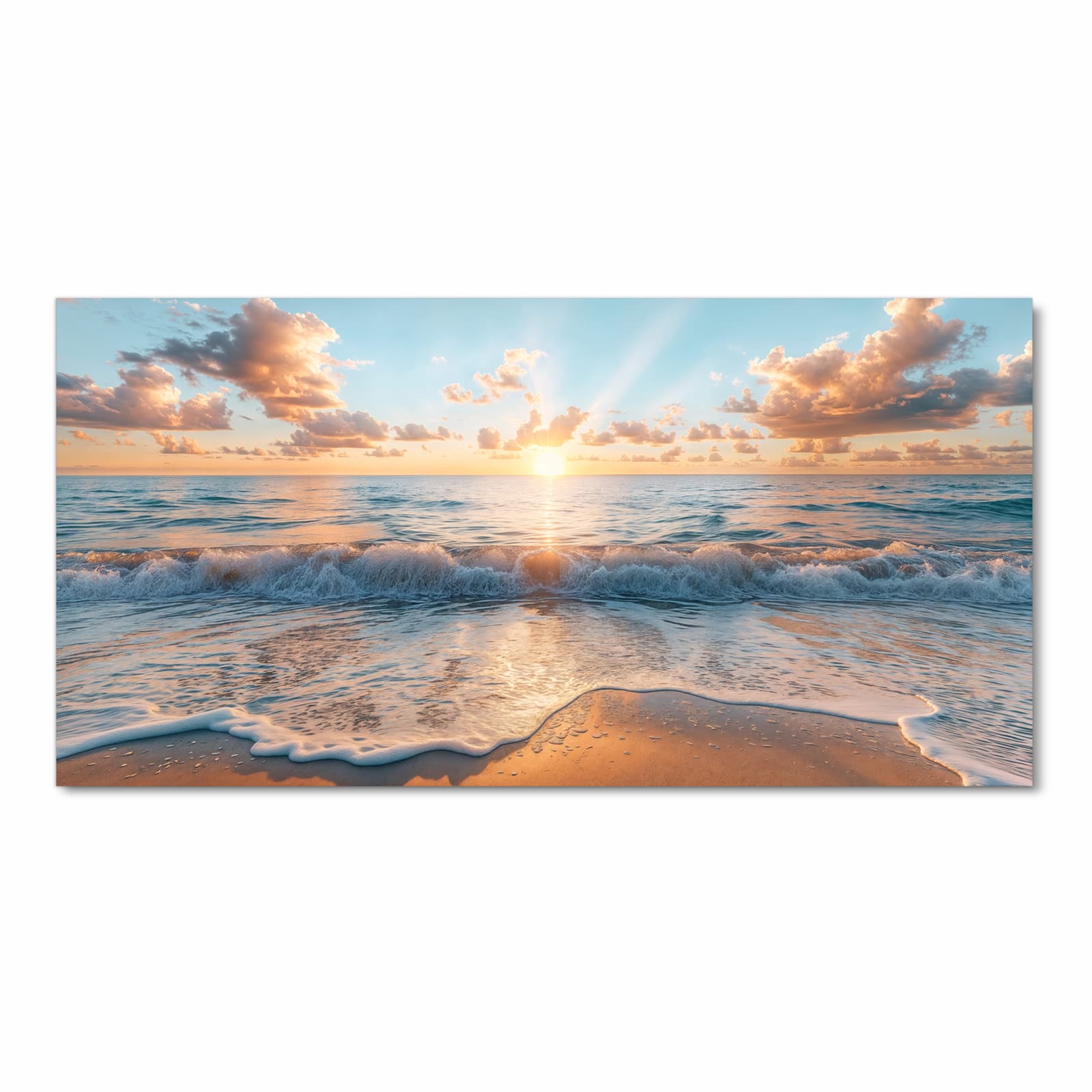 Komfortabler waschbarer Läufer für die Küche mit Motiv Strand Sonnenuntergang in Frontansicht