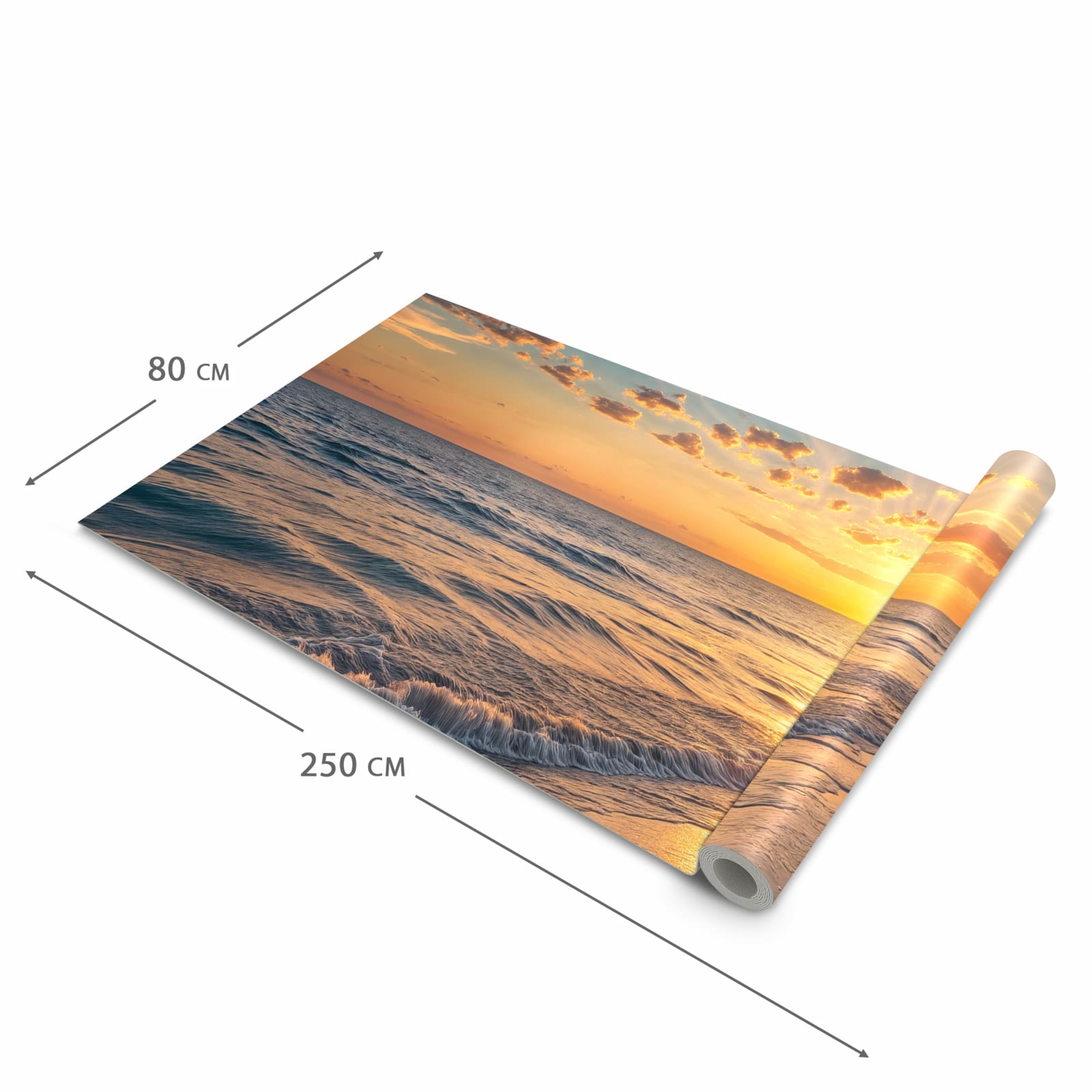 Pflegeleichter Küchenläufer mit Motiv Sonnenaufgang Meer in der Grösse 60x180 cm