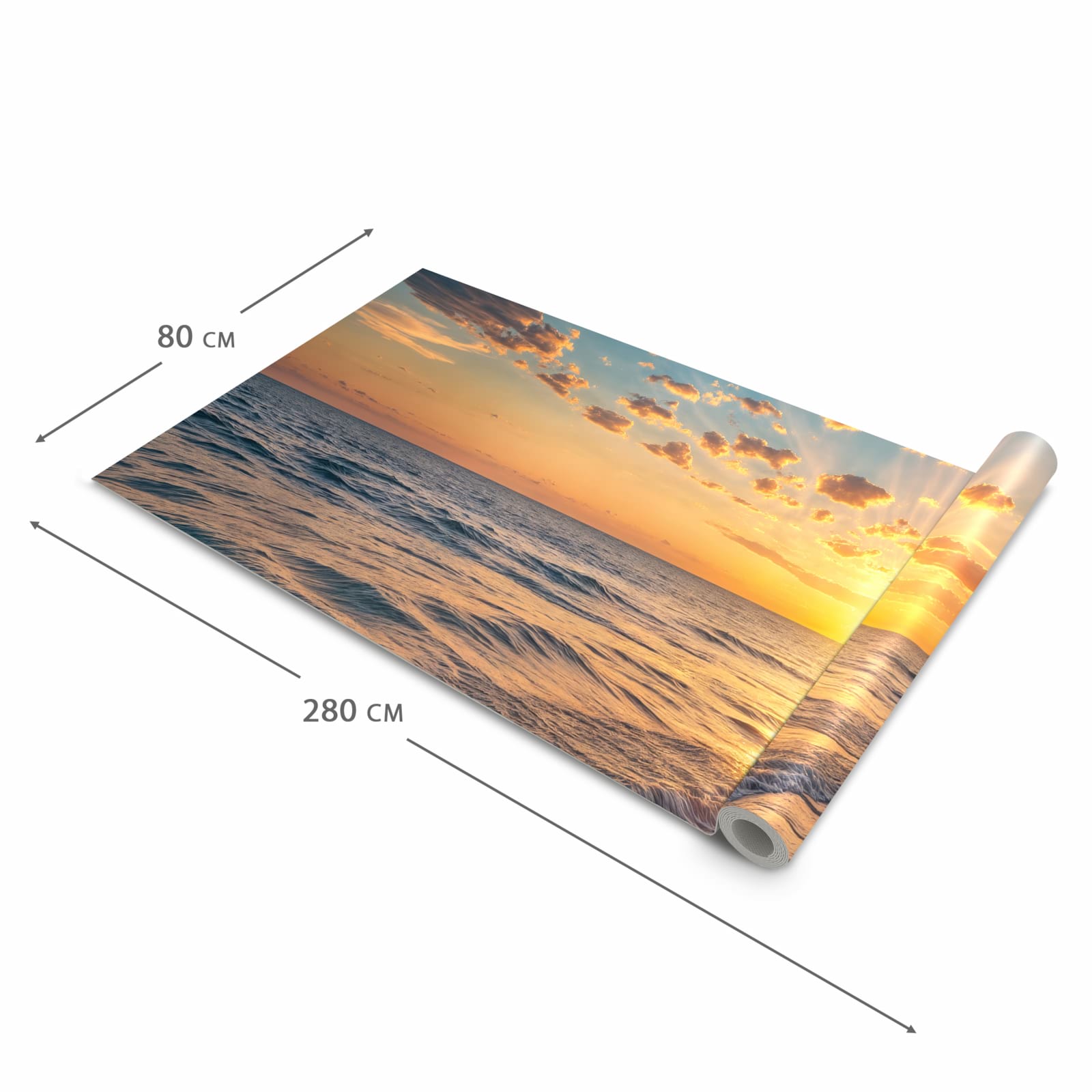 Komfortabler Küchenläufer mit Motiv Sonnenaufgang Meer in der Grösse 60x180 cm