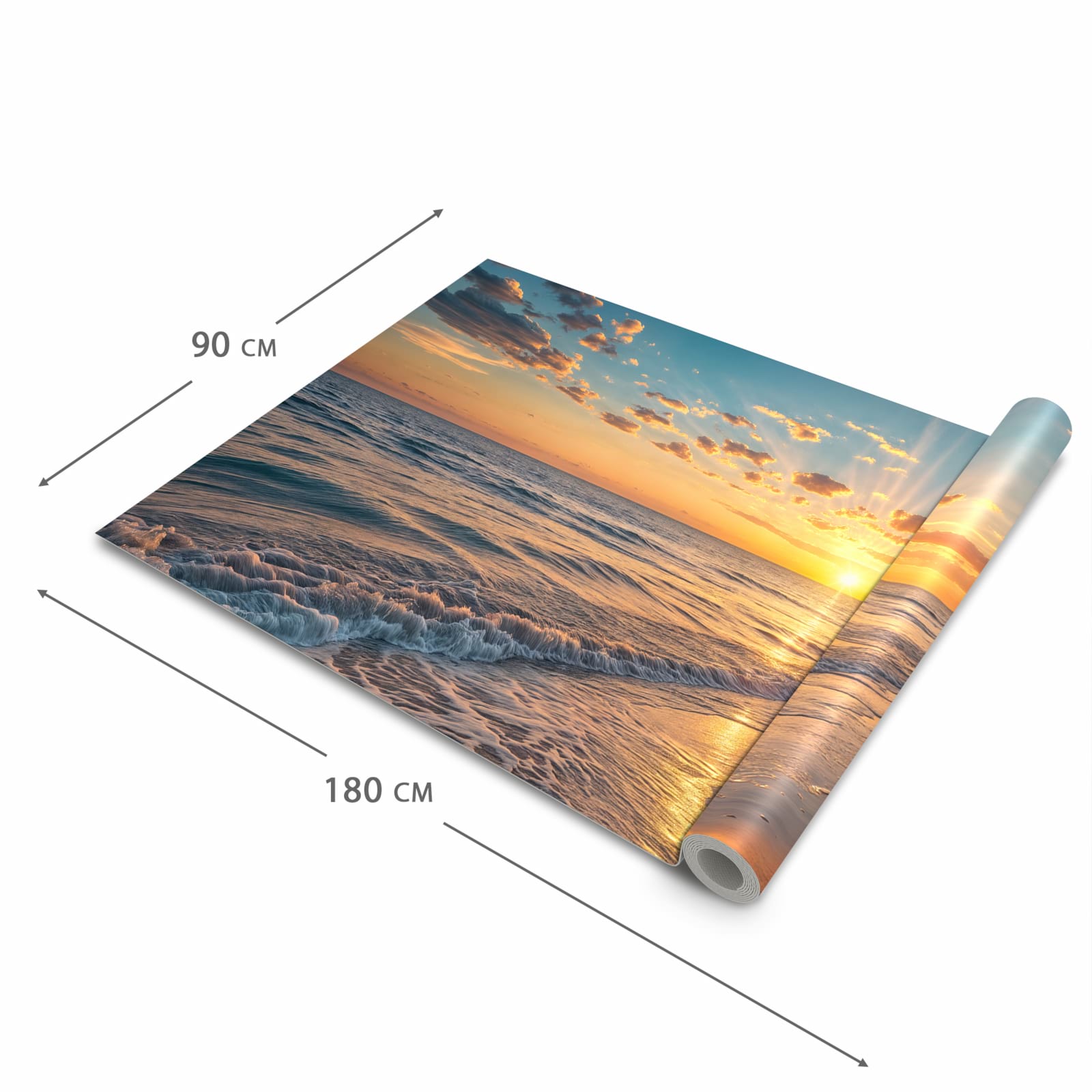 Rutschfester Küchenläufer mit Motiv Sonnenaufgang Meer in der Grösse 60x180 cm