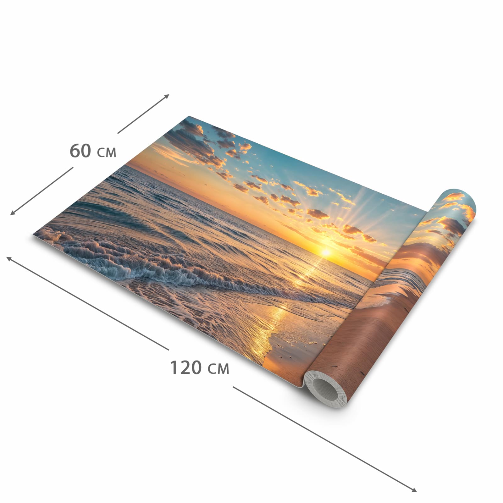 UV-beständiger Küchenteppich mit Motiv Sonnenaufgang Meer in der Grösse 60x150 cm