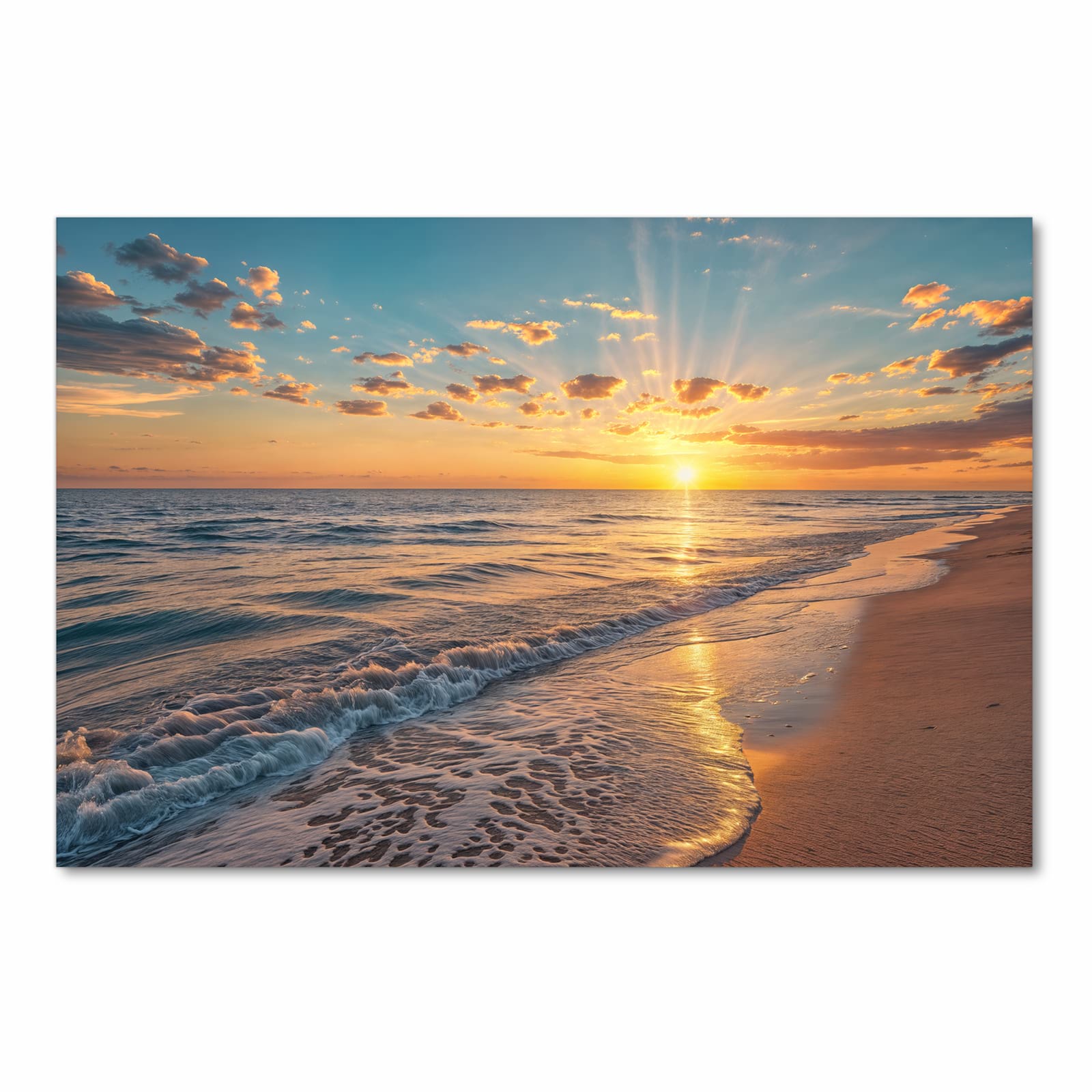 Schmutzabweisender Küchenvorleger mit Motiv Sonnenaufgang Meer in Frontansicht