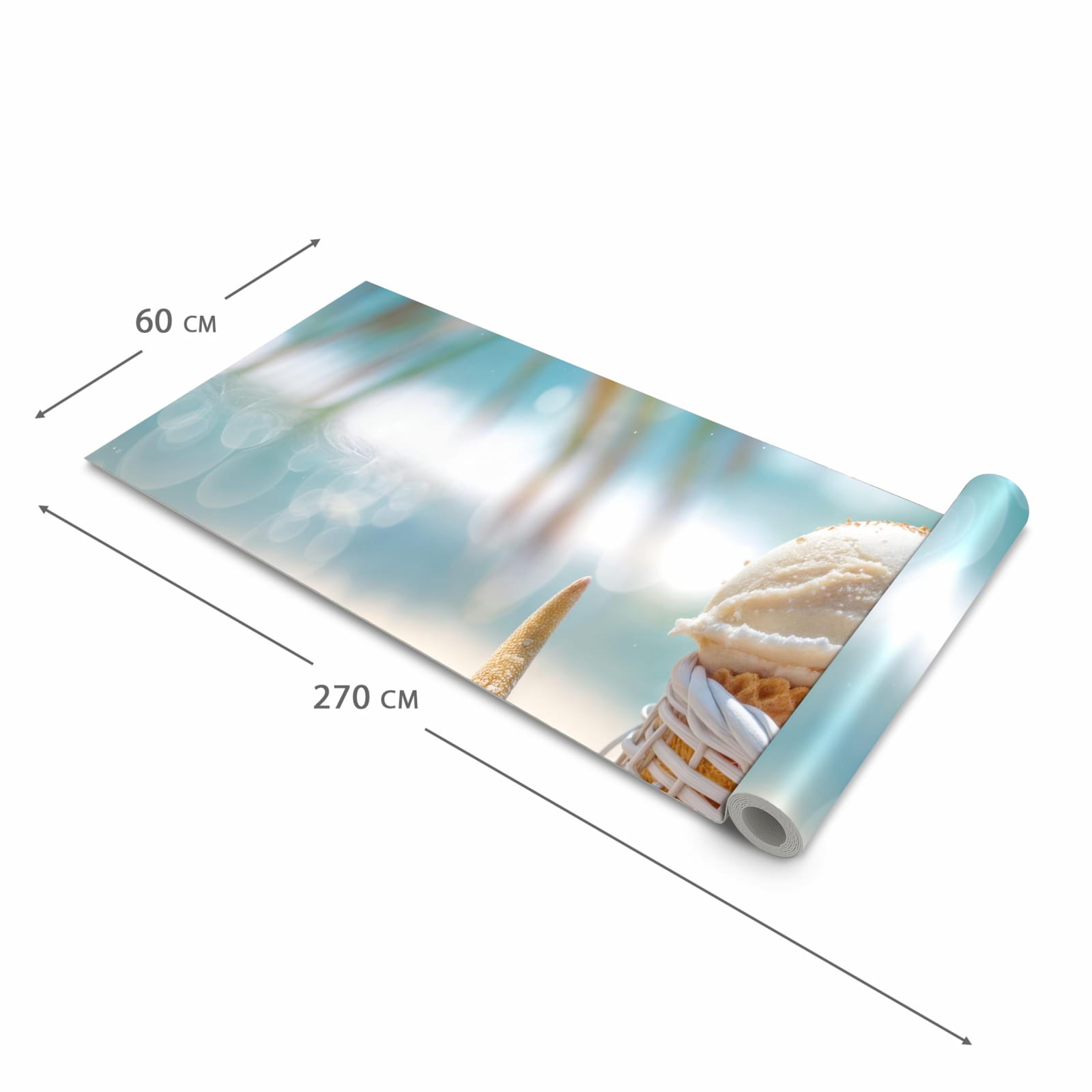 Bodenschonender rutschfester Küchenteppich mit Motiv Sommer Eiskörbchen in der Grösse 60x150 cm