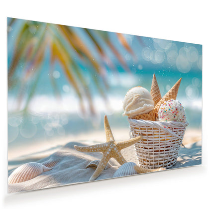Wandbild mit dem Motiv Eiskugeln am Strand