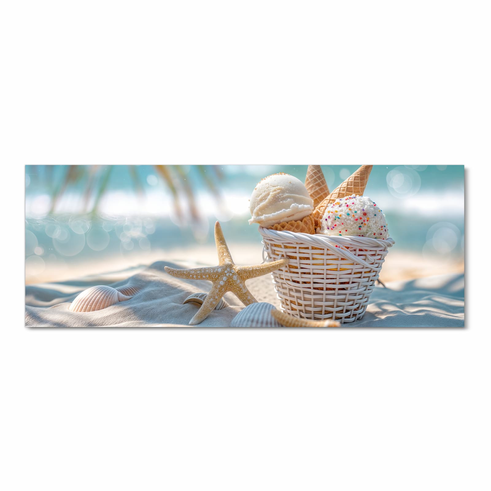 Zeitsparender Küchenteppich mit Motiv Sommer Eiskörbchen in Frontansicht