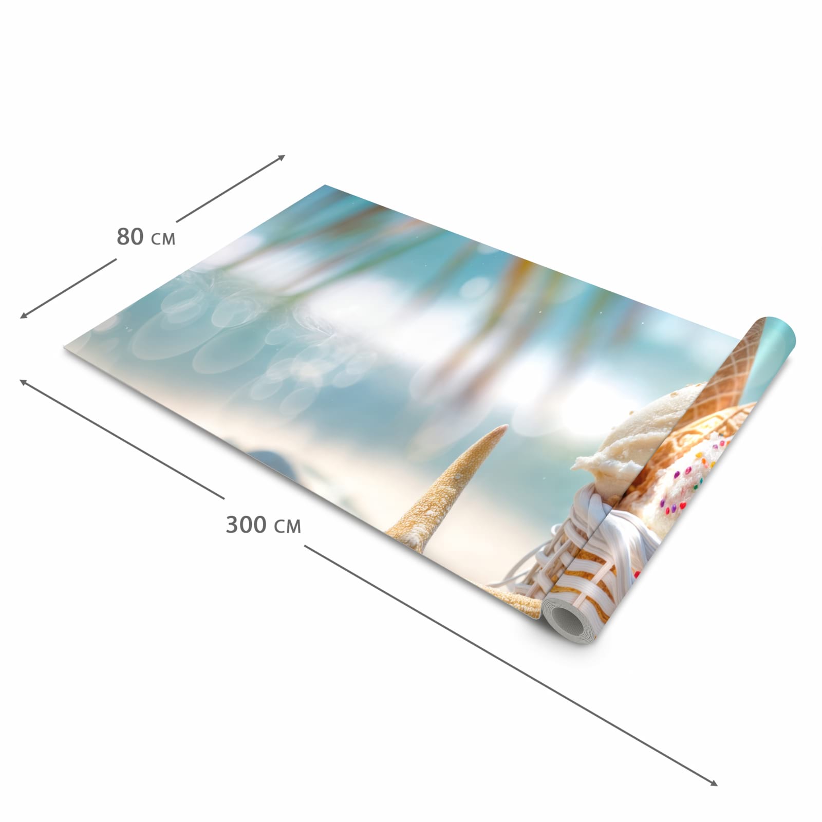 Zeitsparender Bodenläufer Teppich mit Motiv Sommer Eiskörbchen in der Grösse 60x150 cm