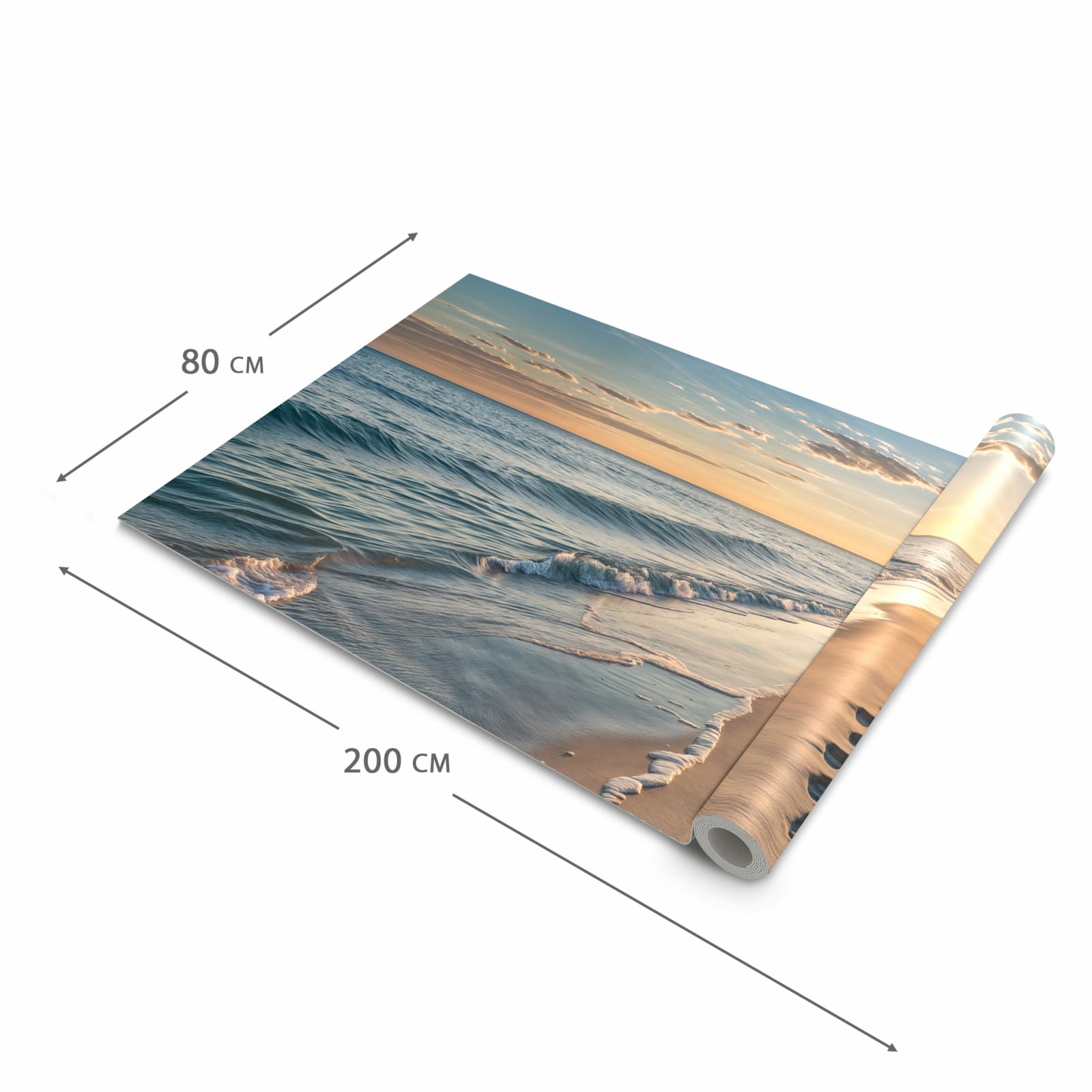 Komfortabler waschbarer Küchenteppich mit Motiv Strandspuren in der Grösse 60x150 cm