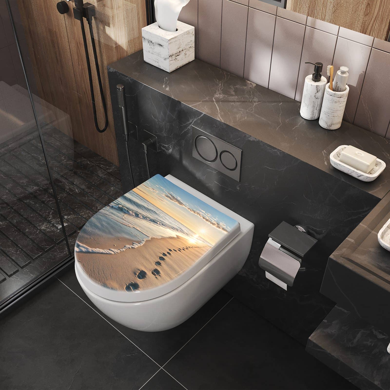 WC-Sitz mit Absenkautomatik Strandspuren