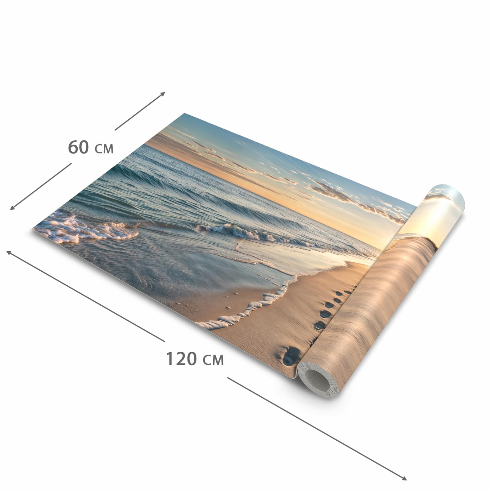 Wasserabweisender Küchenteppich mit Motiv Strandspuren in der Grösse 60x120 cm