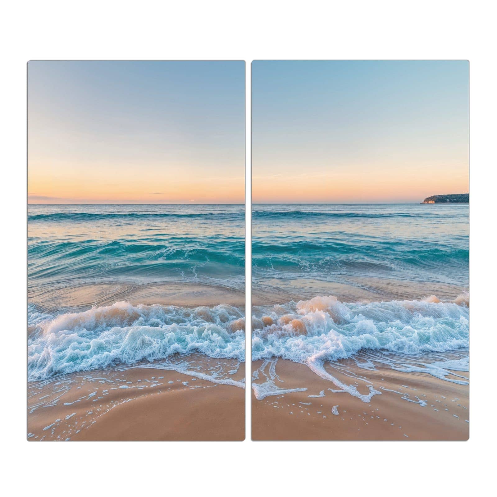 2-teilige Glasplatte für Herd mit Strandhorizont-Motiv in der Frontansicht #grösse_2-Teilig (60x52cm)