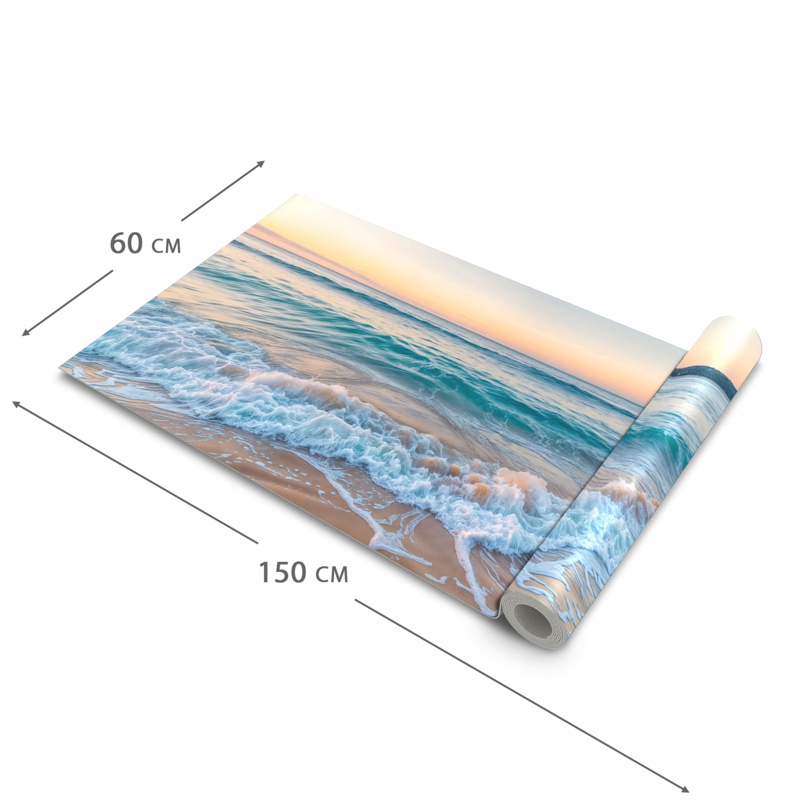 Feuchtigkeitsresistenter moderner Küchenläufer mit Motiv Strandhorizont in der Grösse 60x120 cm