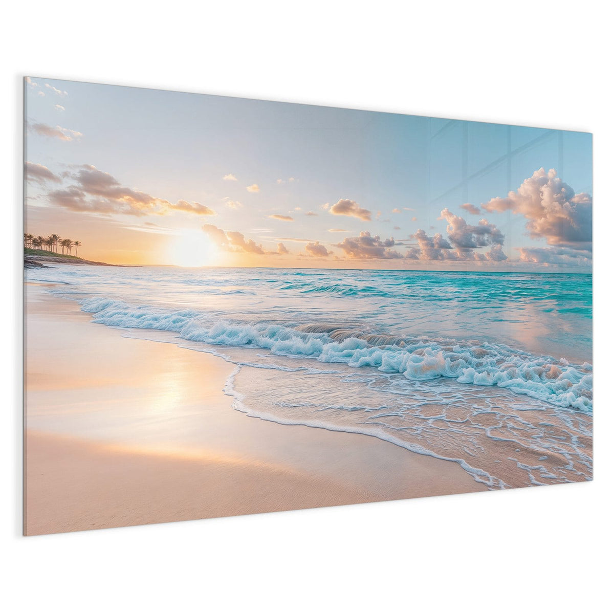 4 mm Glas statt lackiertem Blech – Magnettafel - Sonnenaufgang am Strand