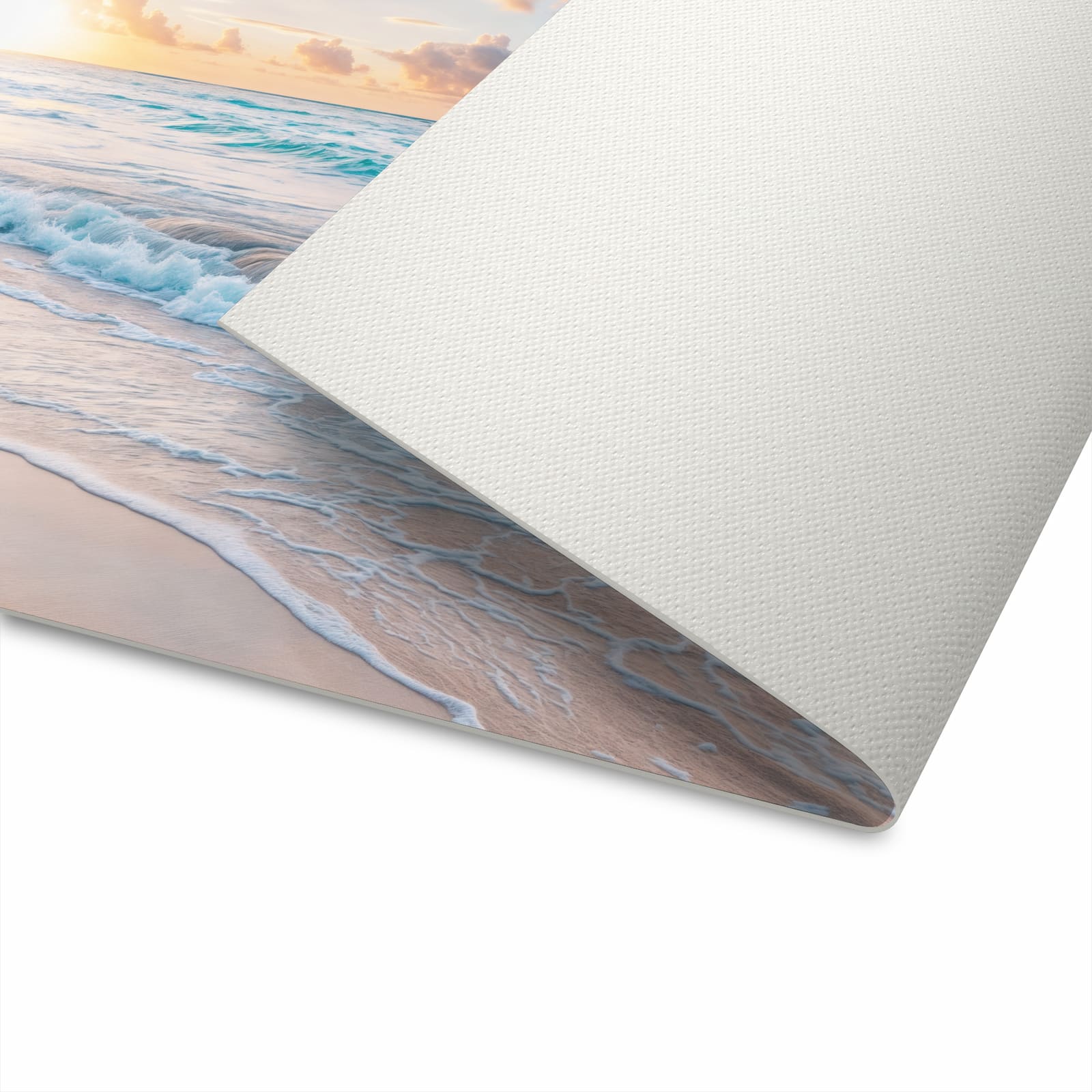 Wasserabweisender Teppich für Esstisch mit Motiv Sonnenaufgang Strand in Unterseite