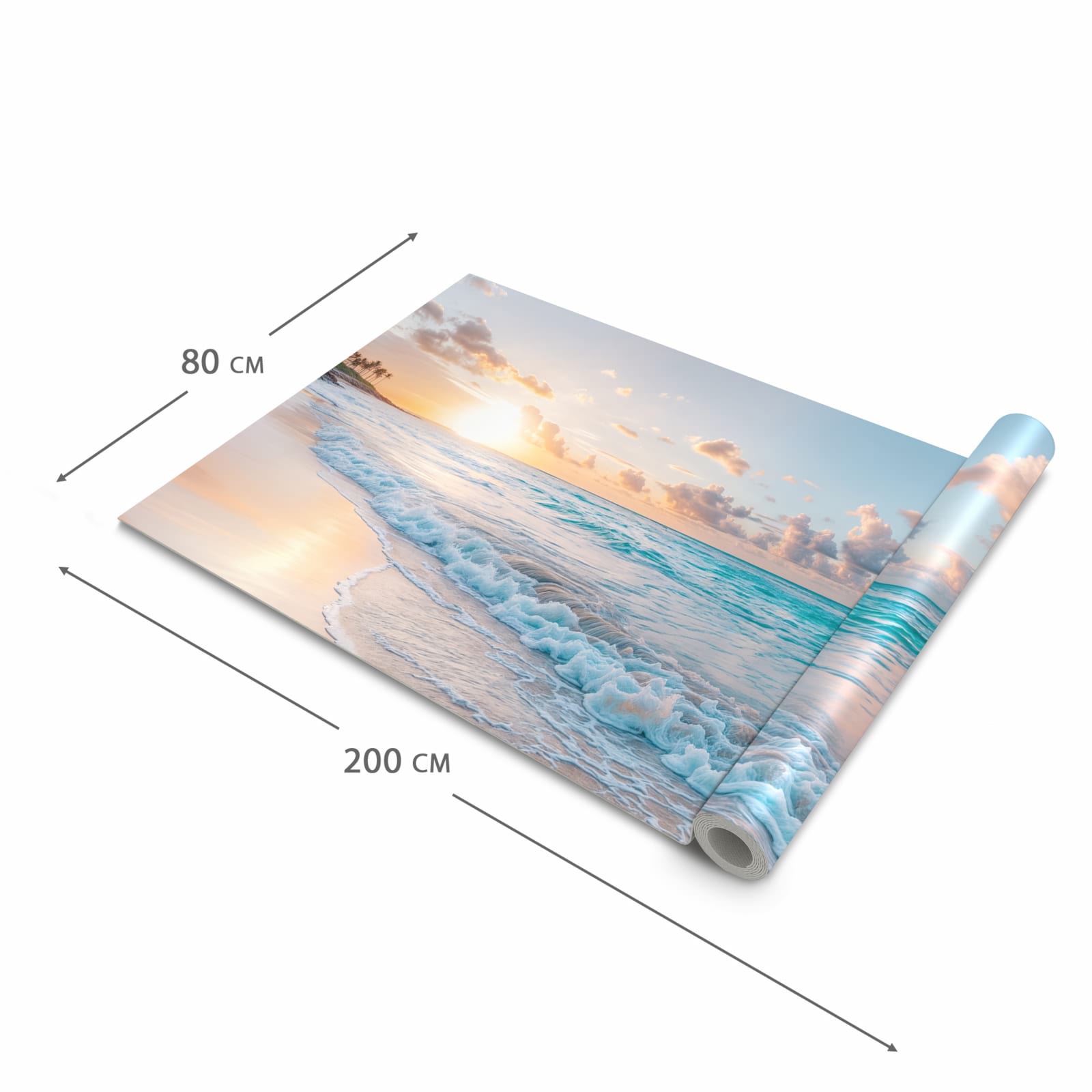 Pflegeleichter Küchenläufer mit Motiv Sonnenaufgang Strand in der Grösse 60x120 cm