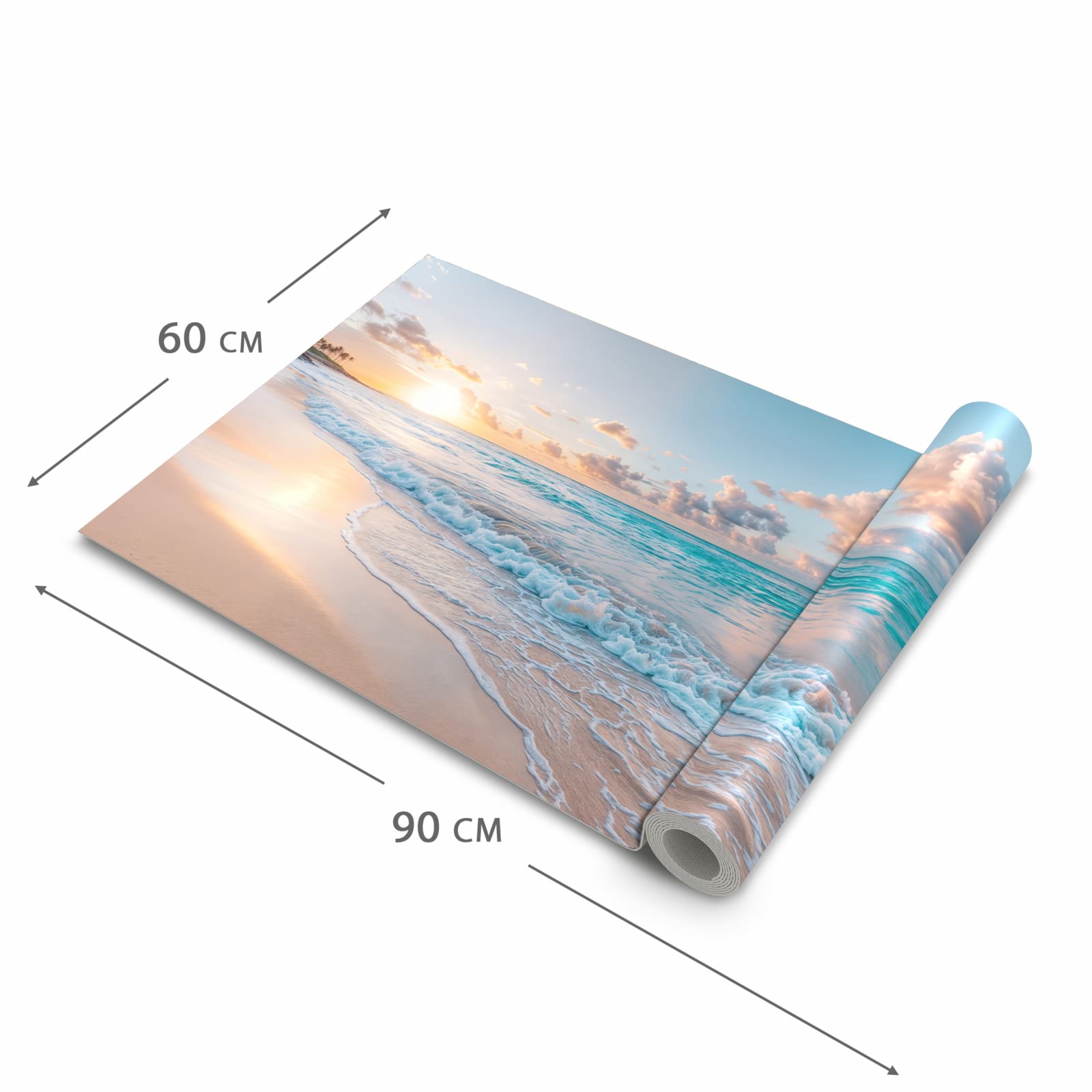 Rutschhemmender Küchenläufer mit Motiv Sonnenaufgang Strand in der Grösse 60x120 cm