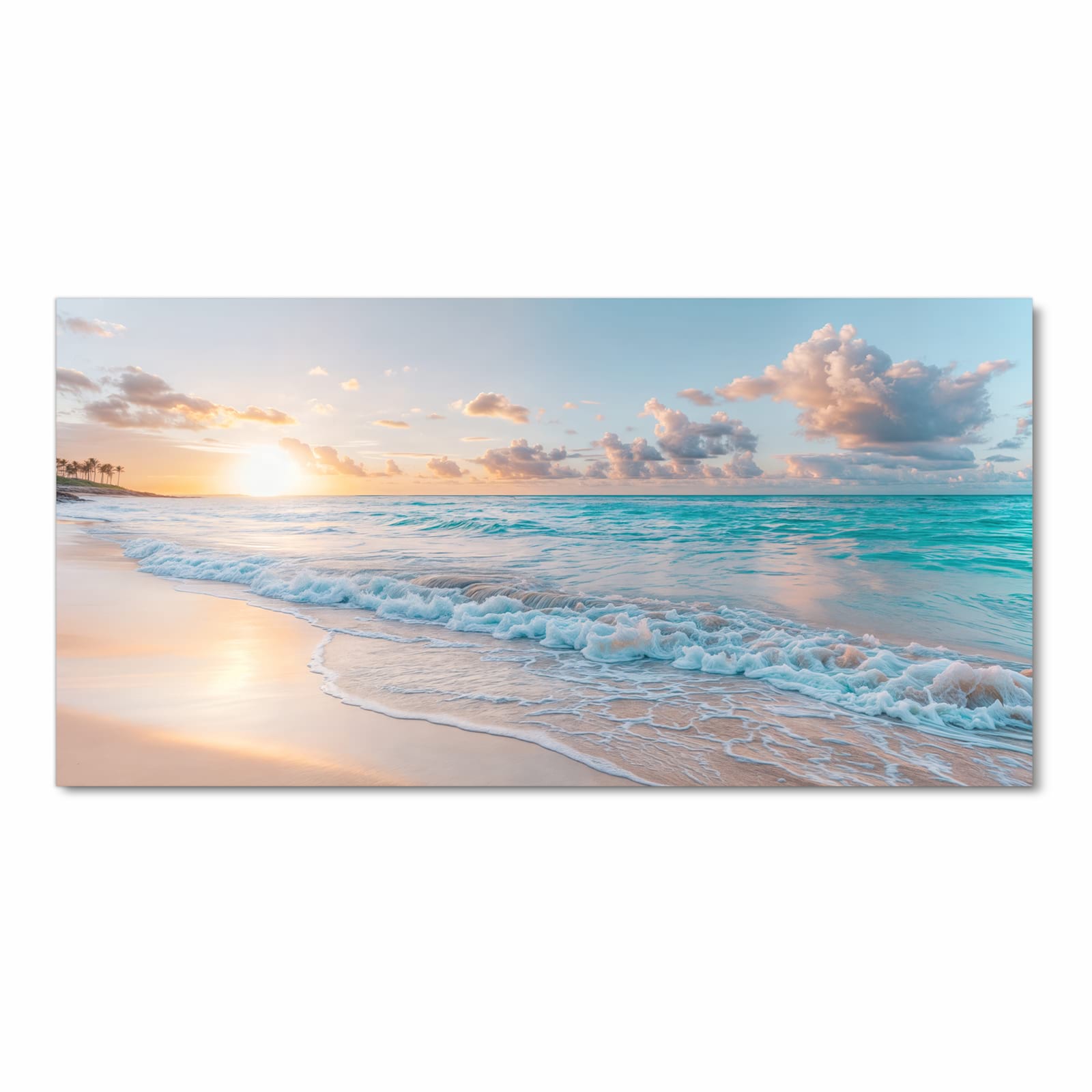 Rutschfester Teppichläufer für die Küche mit Motiv Sonnenaufgang Strand in Frontansicht