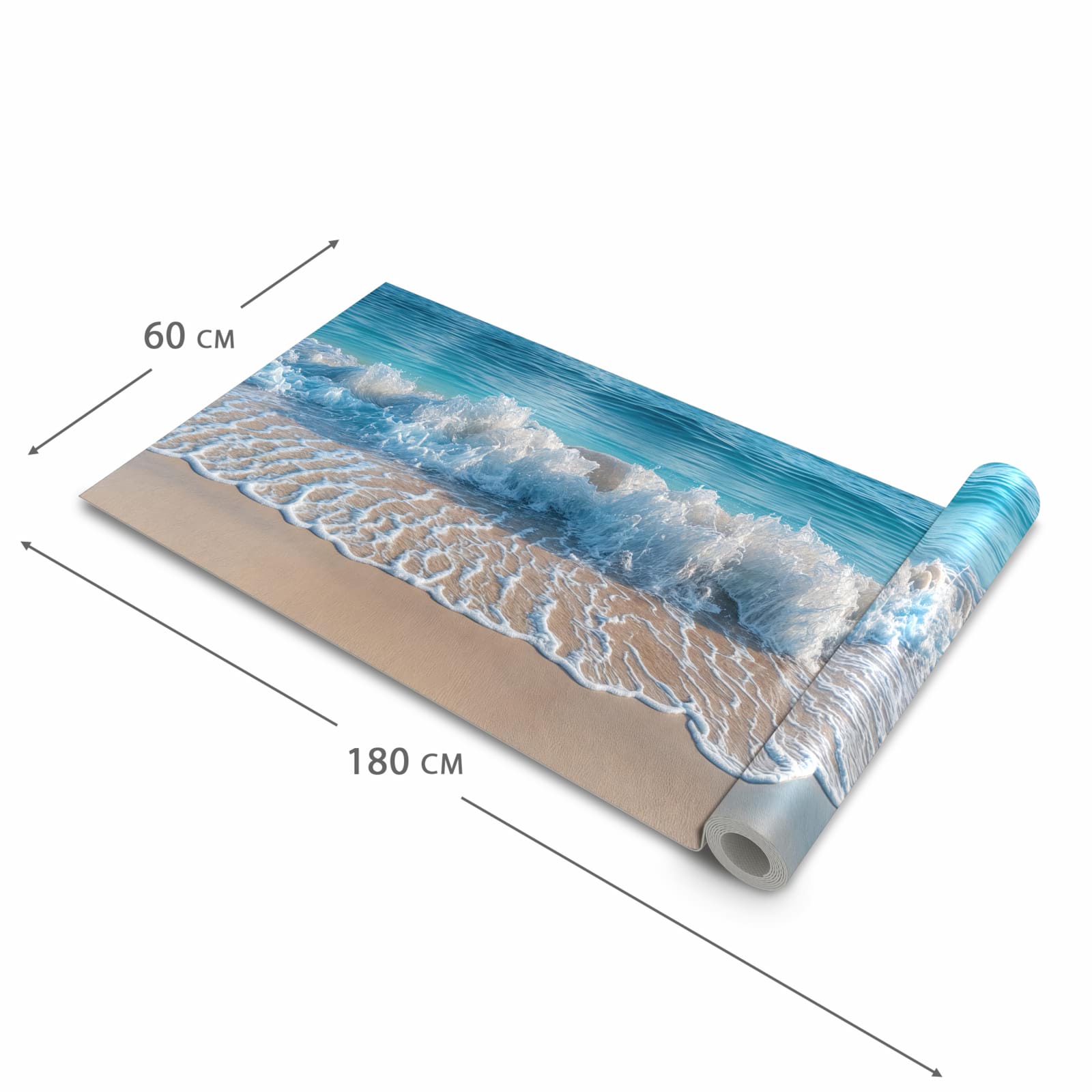 Rutschfester Küchenläufer mit Motiv Meereswellen in der Grösse 60x240 cm