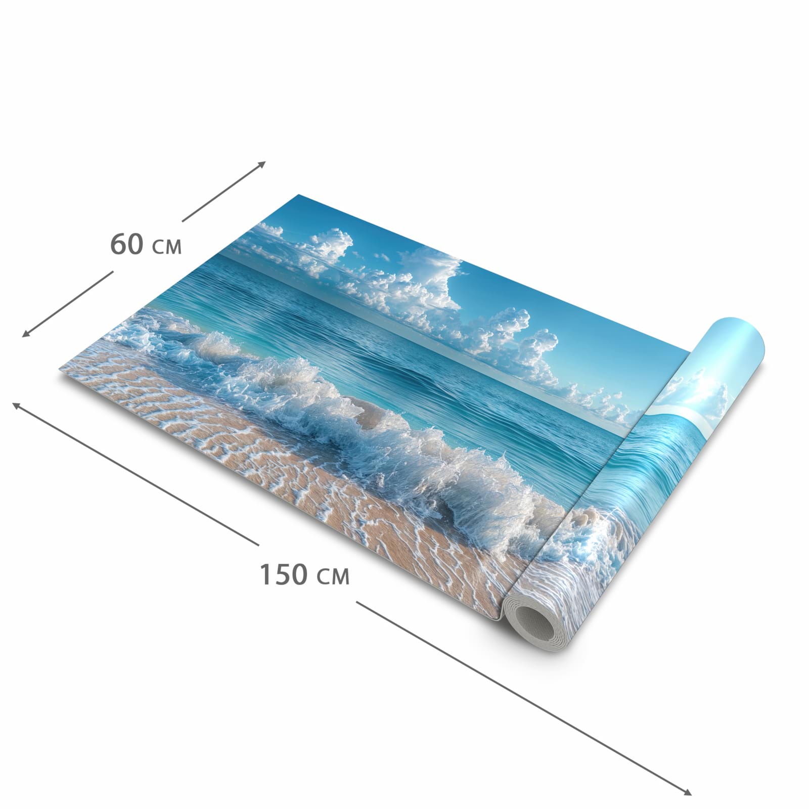 Rutschfester Küchenläufer mit Motiv Meereswellen in der Grösse 60x240 cm