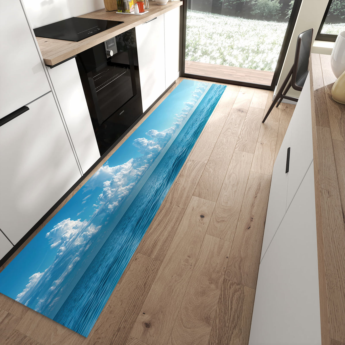 13 Größen – von 60 × 90 bis 80 × 300 cm – Küchenläufer - Brandung unter Wolken