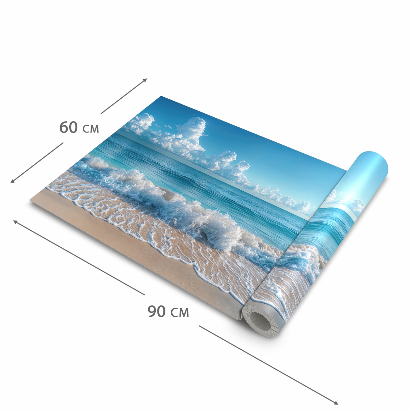 Waschbarer Küchenläufer nach Maß mit Motiv Meereswellen in der Größe 60x270 cm