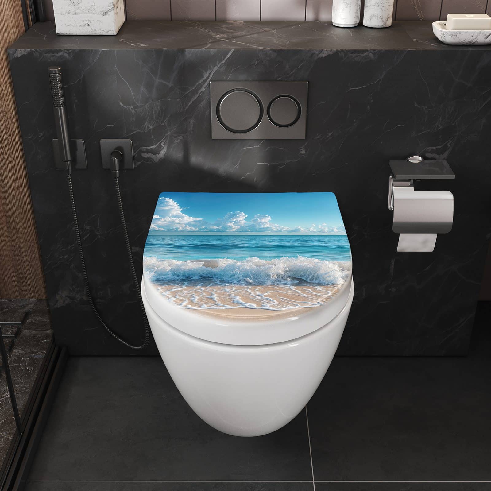 WC-Sitz mit Absenkautomatik Meereswellen