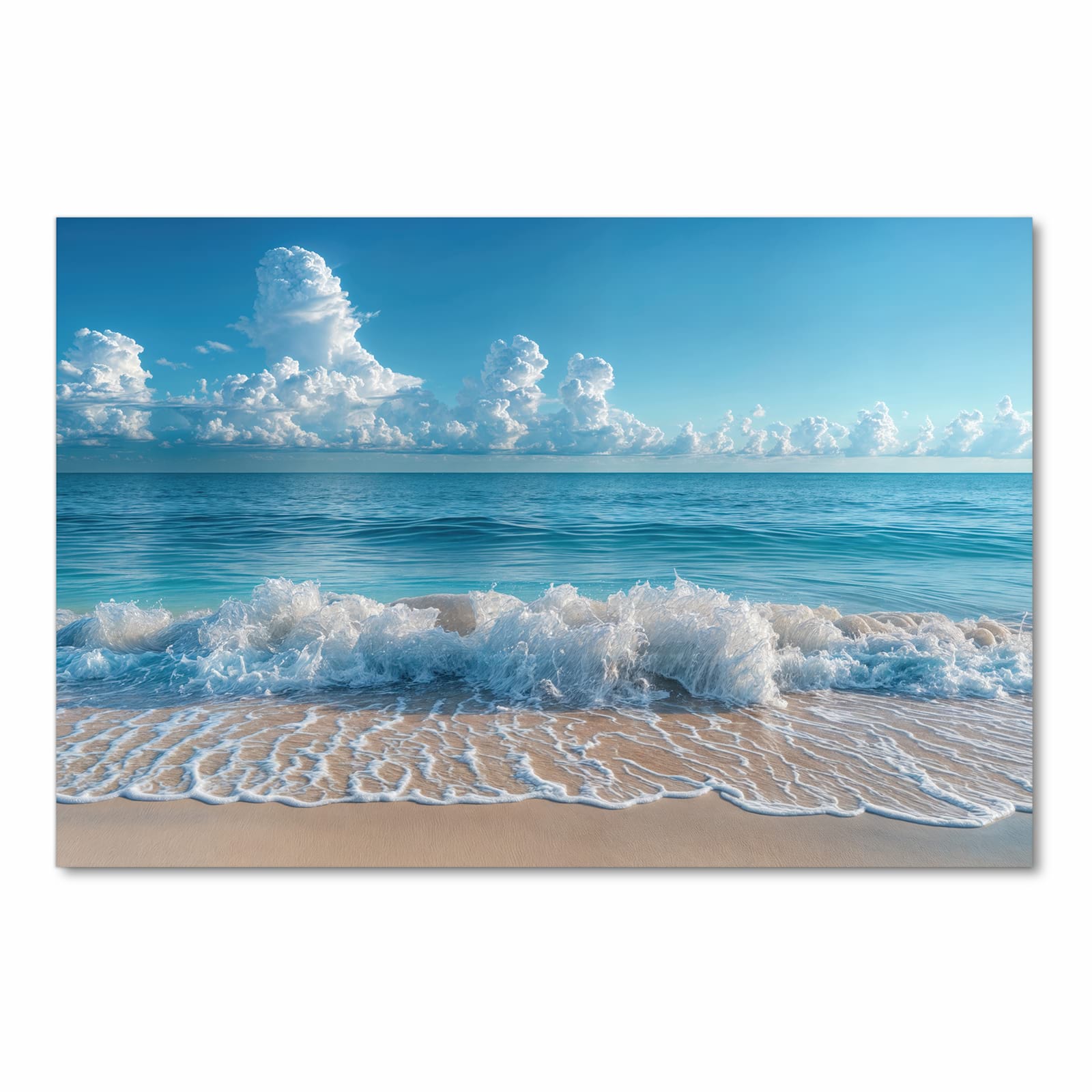 Komfortabler waschbarer Läufer für die Küche mit Motiv Meereswellen in Frontansicht