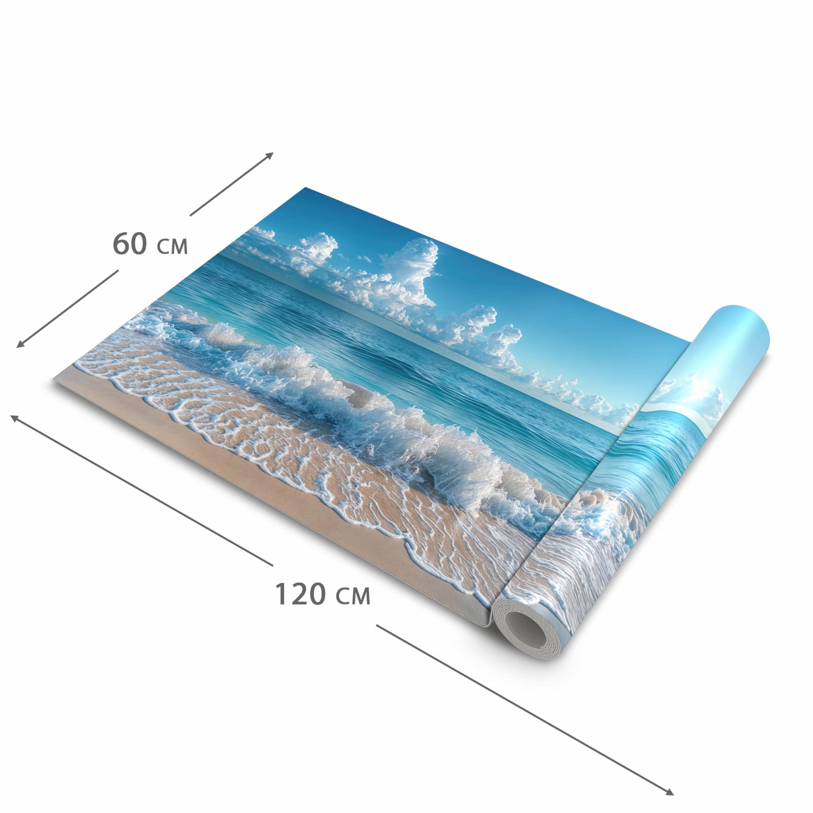 Komfortabler Küchenläufer mit Motiv Meereswellen in der Grösse 60x240 cm