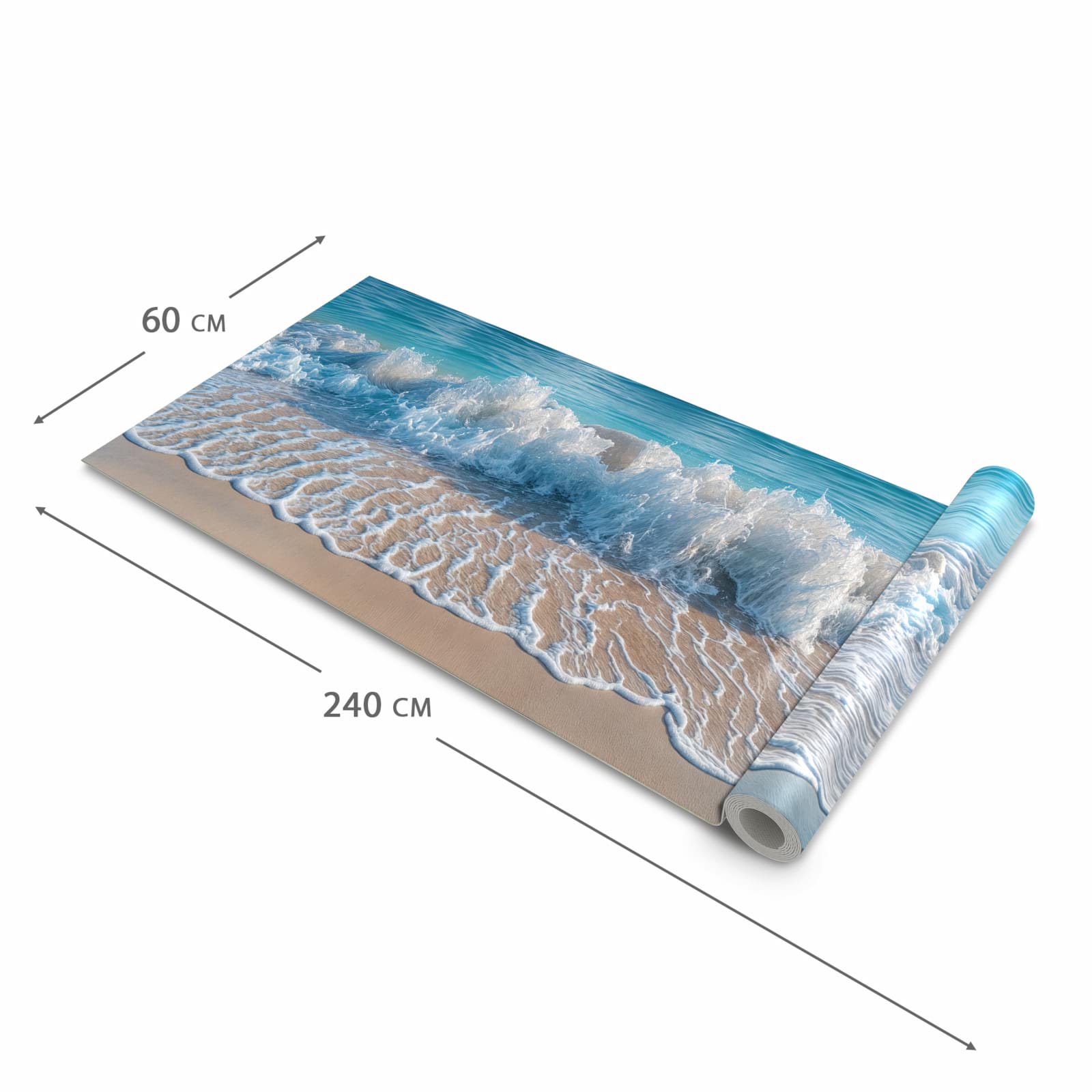 Küchenläufer mit angenehmer Haptik und Motiv Meereswellen in der Grösse 60x270 cm