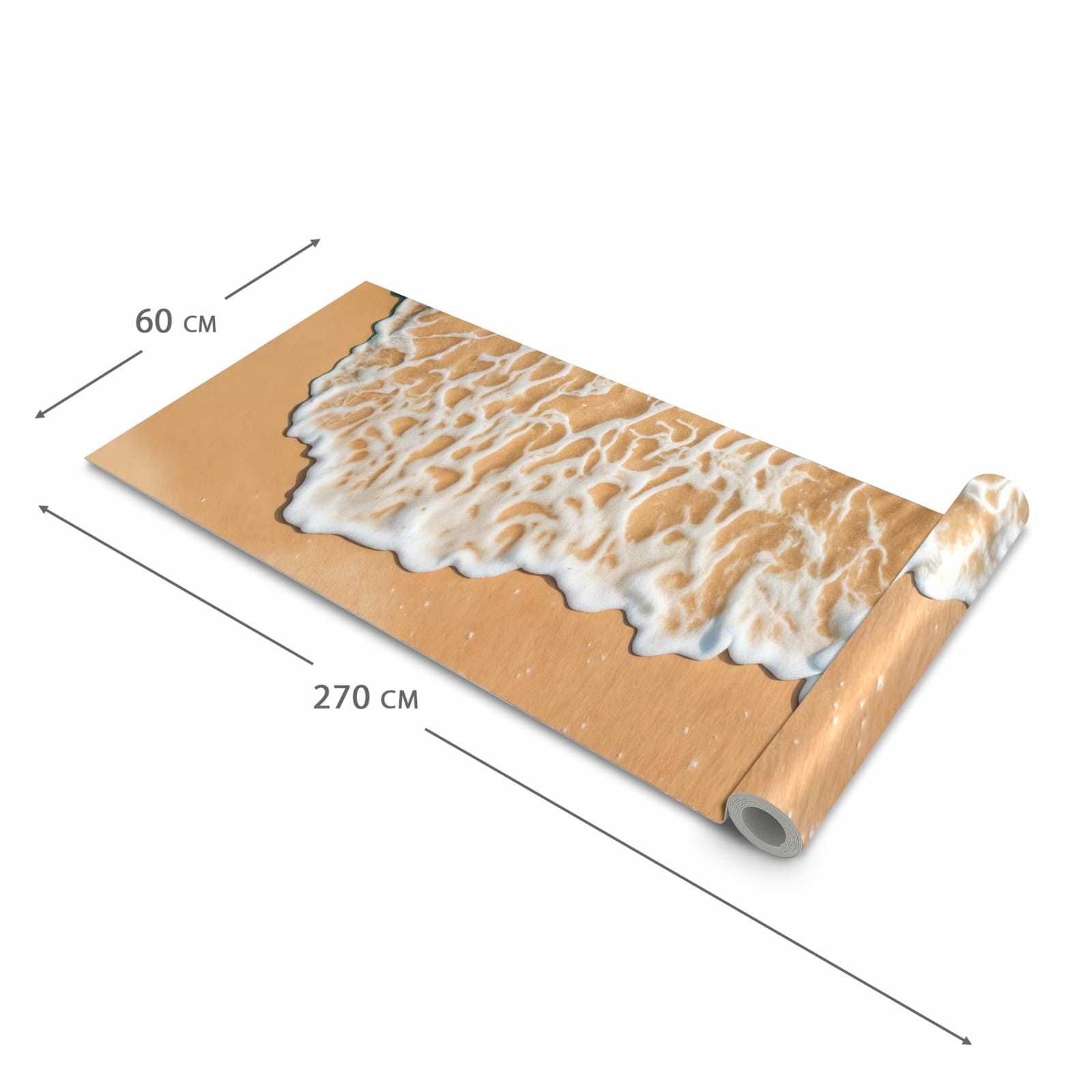 UV-beständiger Küchenteppich mit Motiv Ozeanwellenstrand in der Größe 60x240 cm