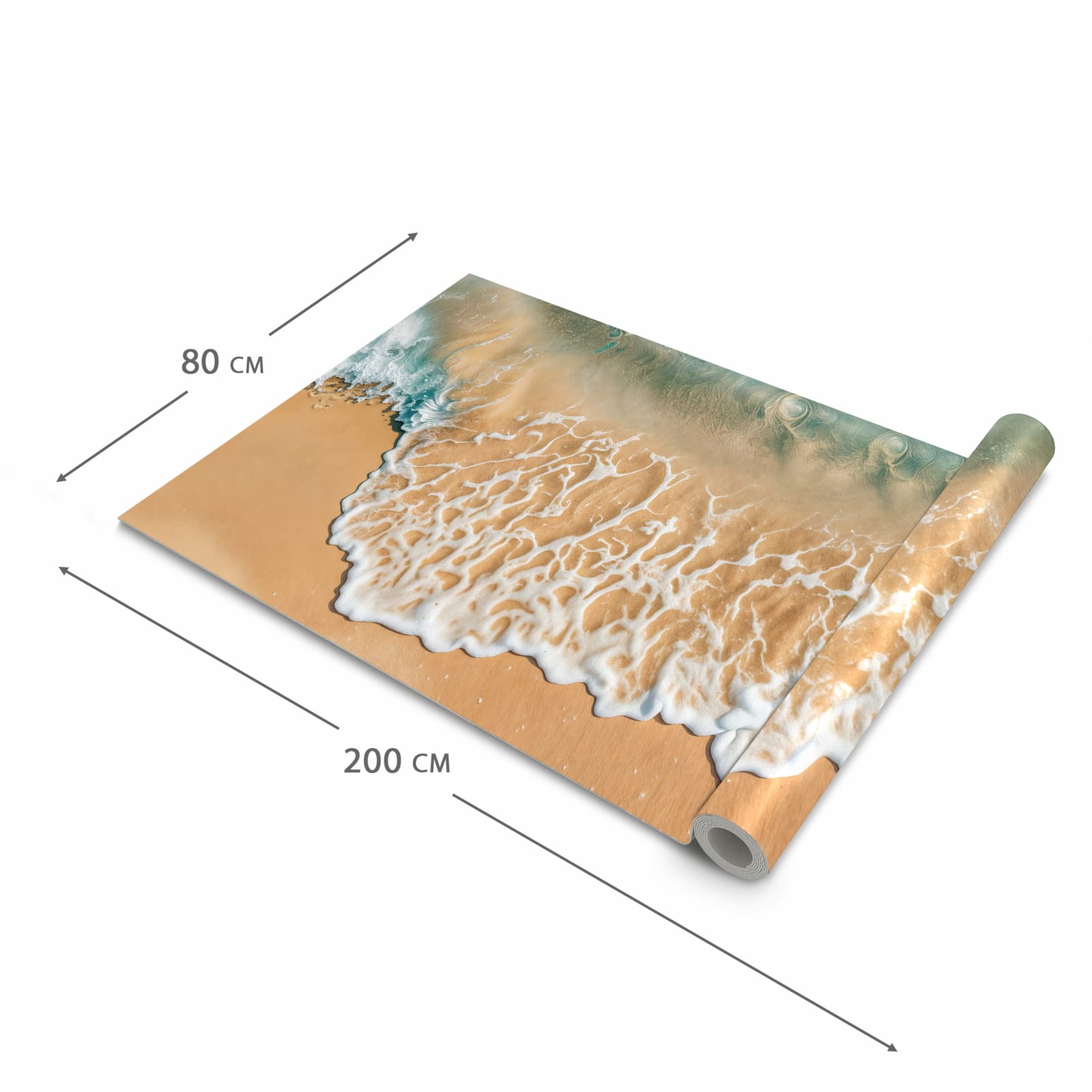 Fleckenresistenter großer Küchenteppich mit Motiv Ozeanwellenstrand in der Größe 60x240 cm