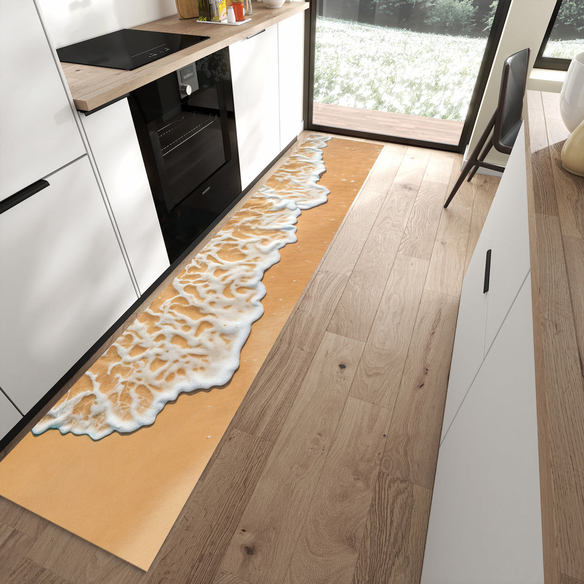 13 Größen – von 60 × 90 bis 80 × 300 cm – Küchenläufer - Meeresschaum auf Sand