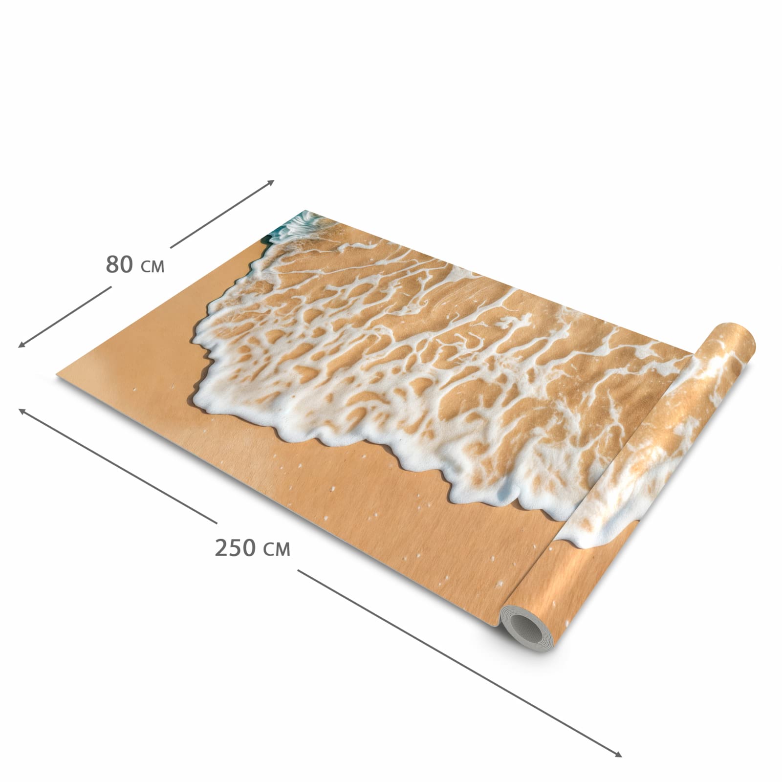 Schmutzabweisender rutschfester Küchenteppich mit Motiv Ozeanwellenstrand in der Größe 60x240 cm