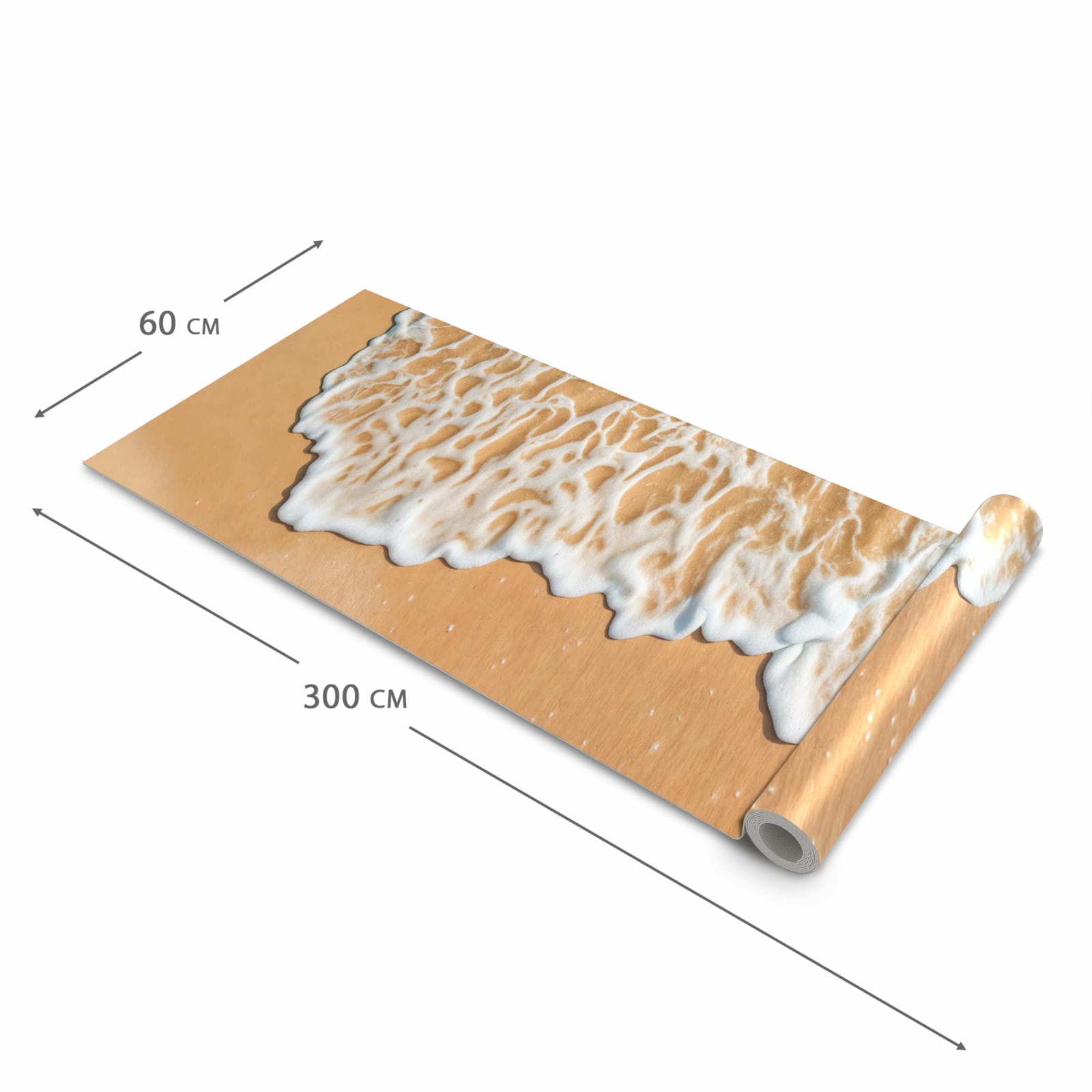 Waschbarer Küchenteppich mit Motiv Ozeanwellenstrand in der Grösse 60x240 cm für Trittkomfort