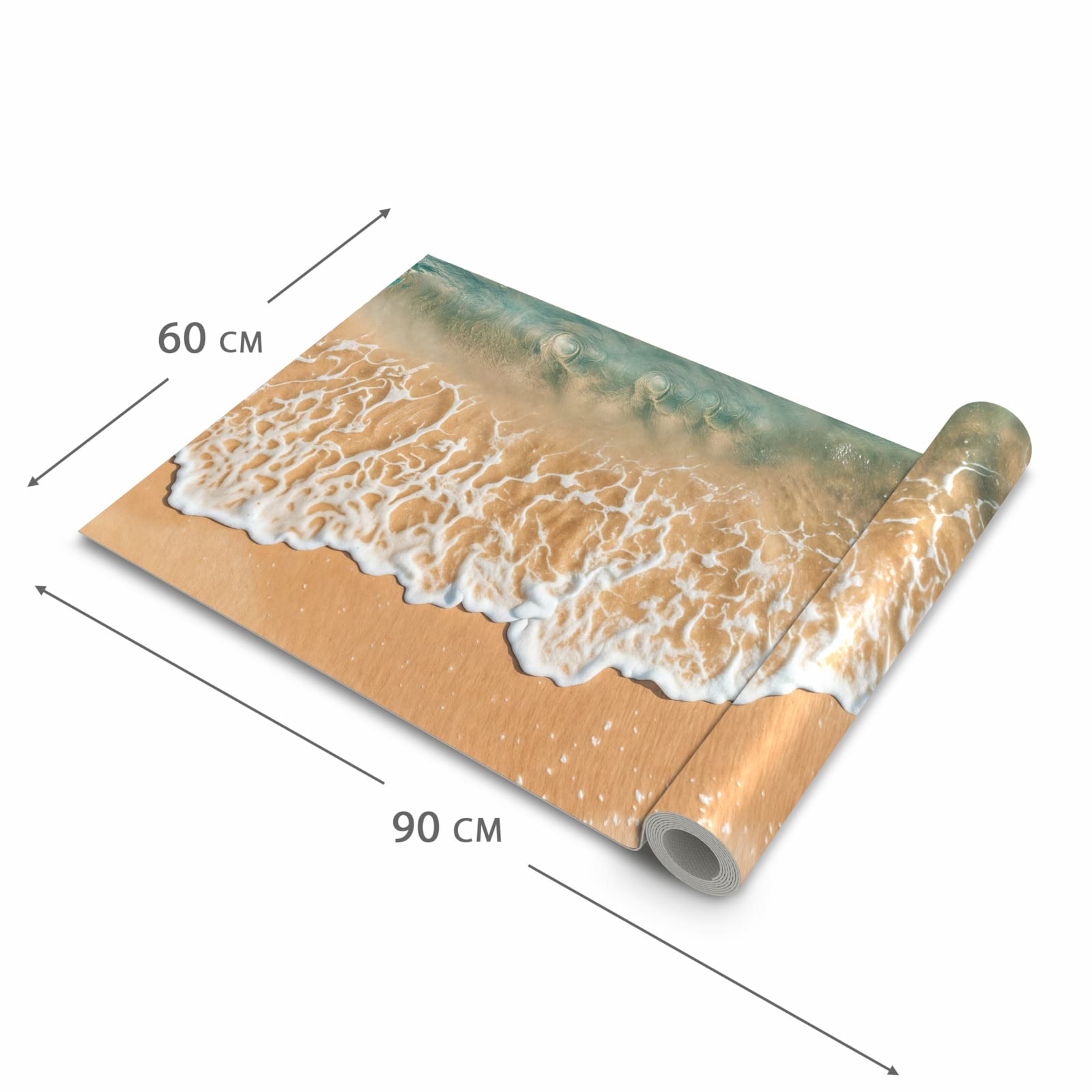 Wasserabweisender waschbarer Küchenteppich mit Motiv Ozeanwellenstrand in der Grösse 60x240 cm
