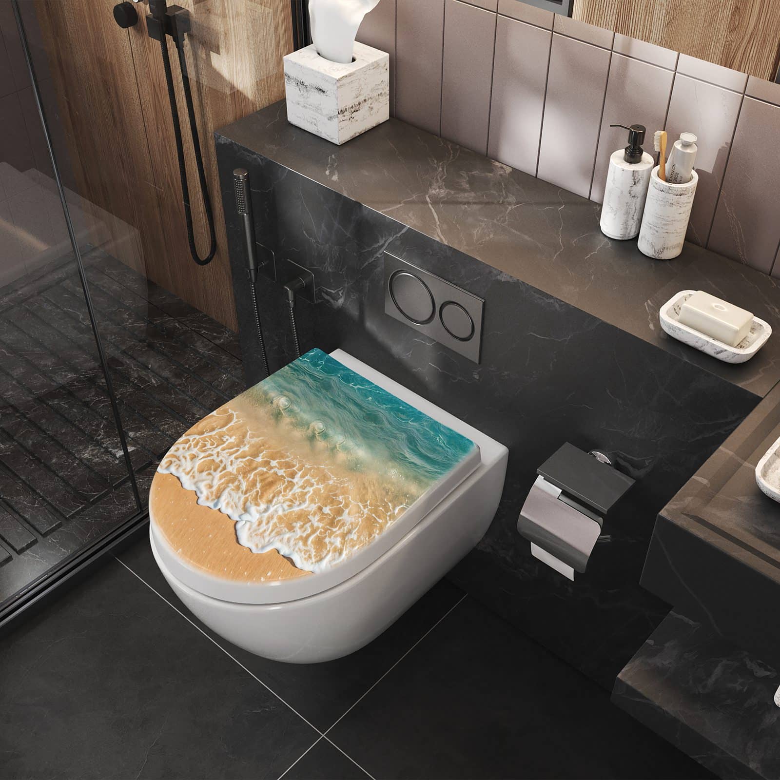 WC-Sitz mit Absenkautomatik Ozeanwellenstrand