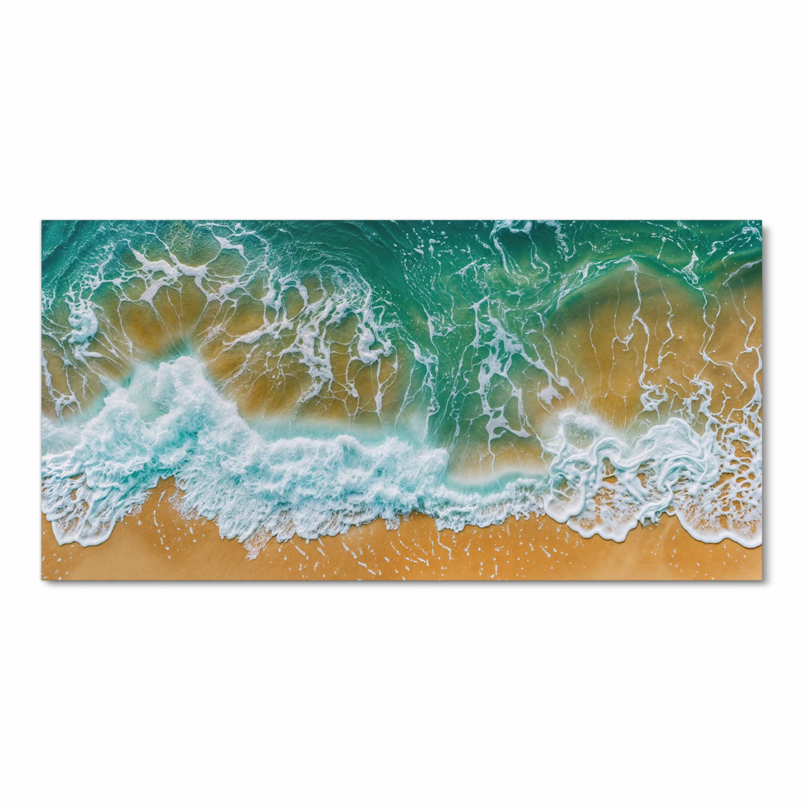 Komfortabler rutschfester Küchenläufer mit Motiv Meeresbrandung in Frontansicht