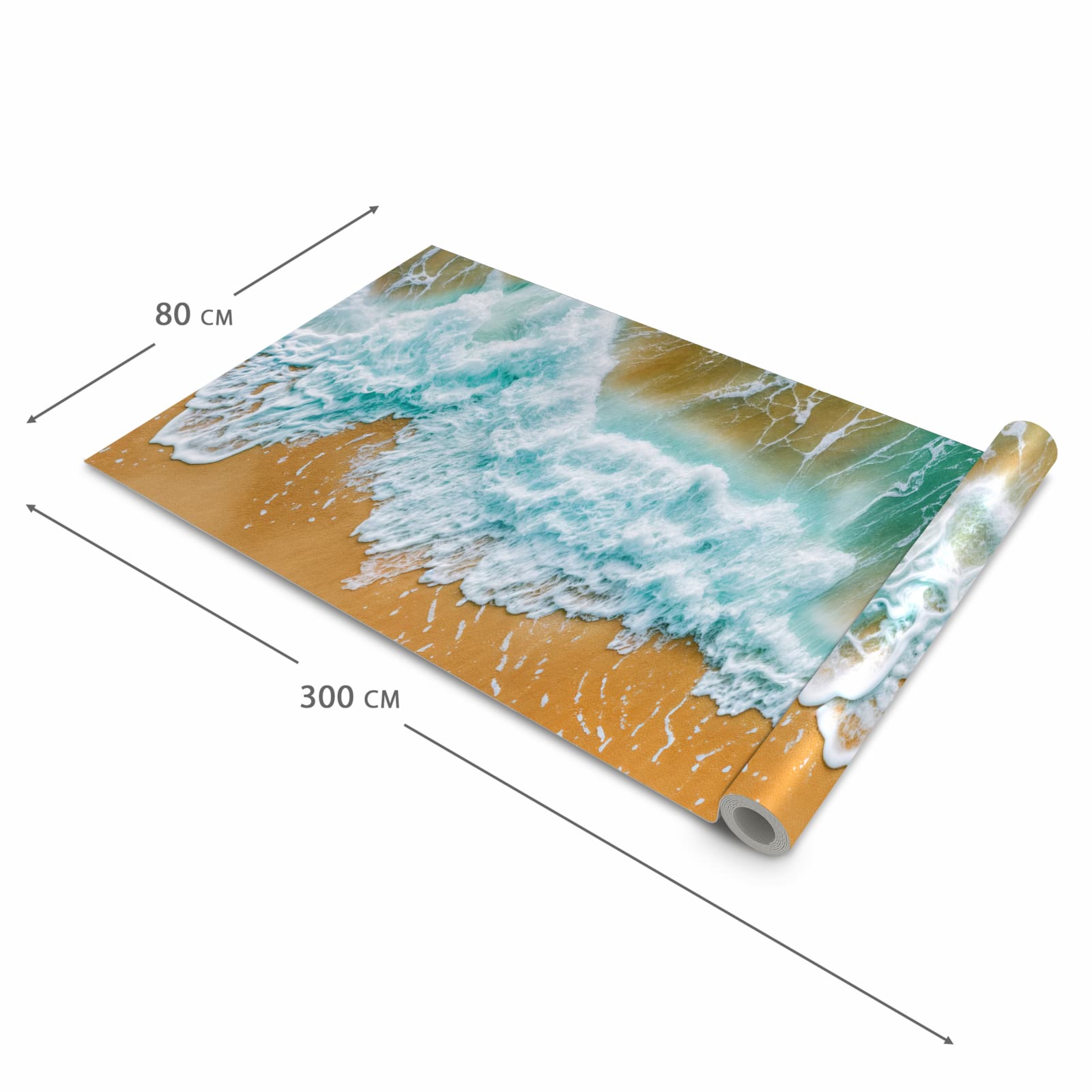 Bodenschonender rutschfester Küchenteppich mit Motiv Meeresbrandung in der Grösse 60x240 cm