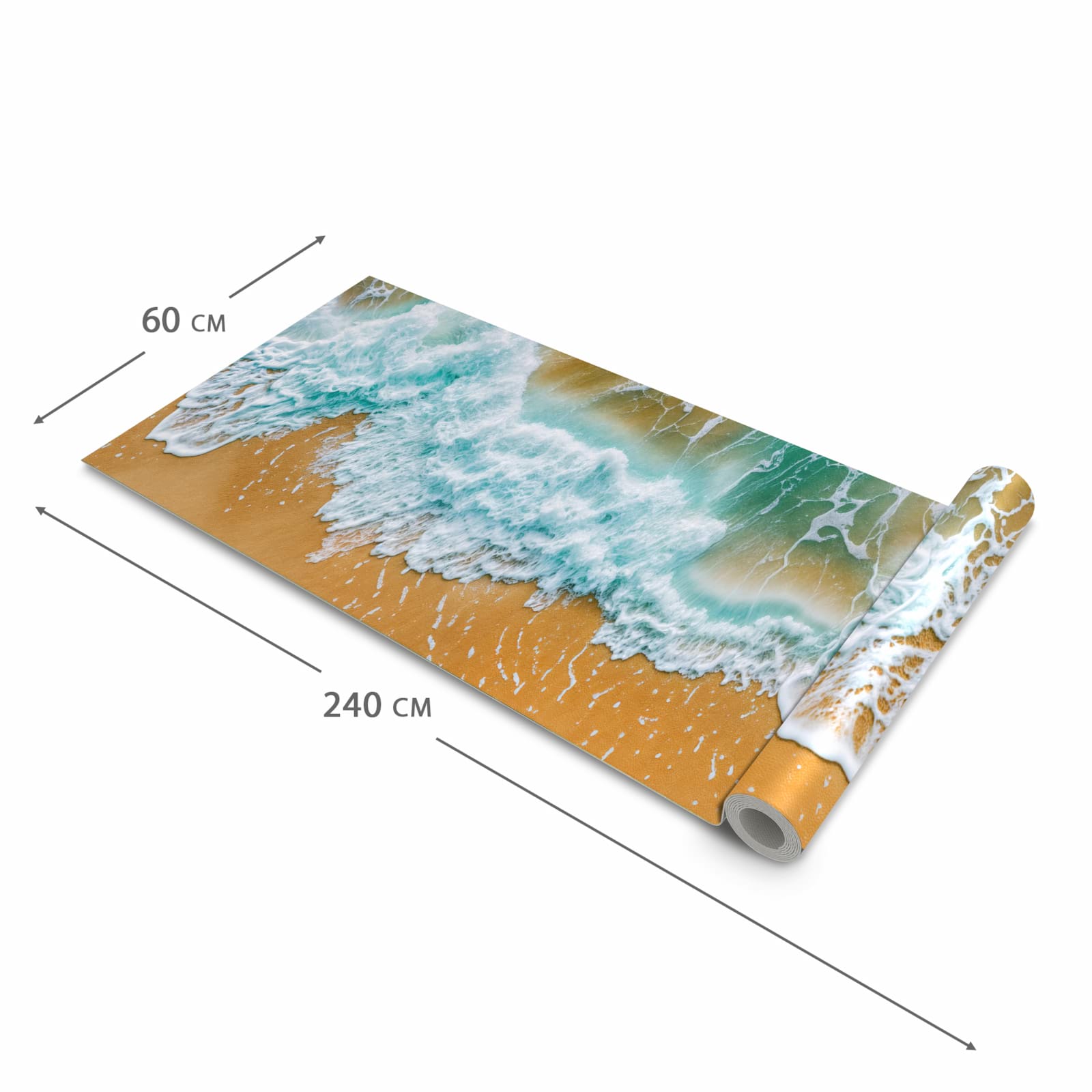 Strapazierfähiger Läufer für den Eingangsbereich mit Motiv Meeresbrandung in der Größe 60x240 cm