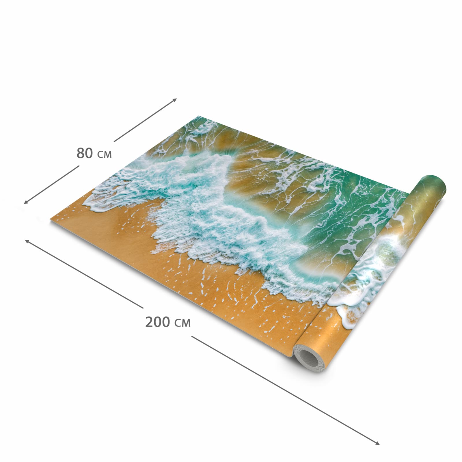 Feuchtigkeitsresistenter waschbarer Küchenteppich mit Motiv Meeresbrandung in der Grösse 60x240 cm