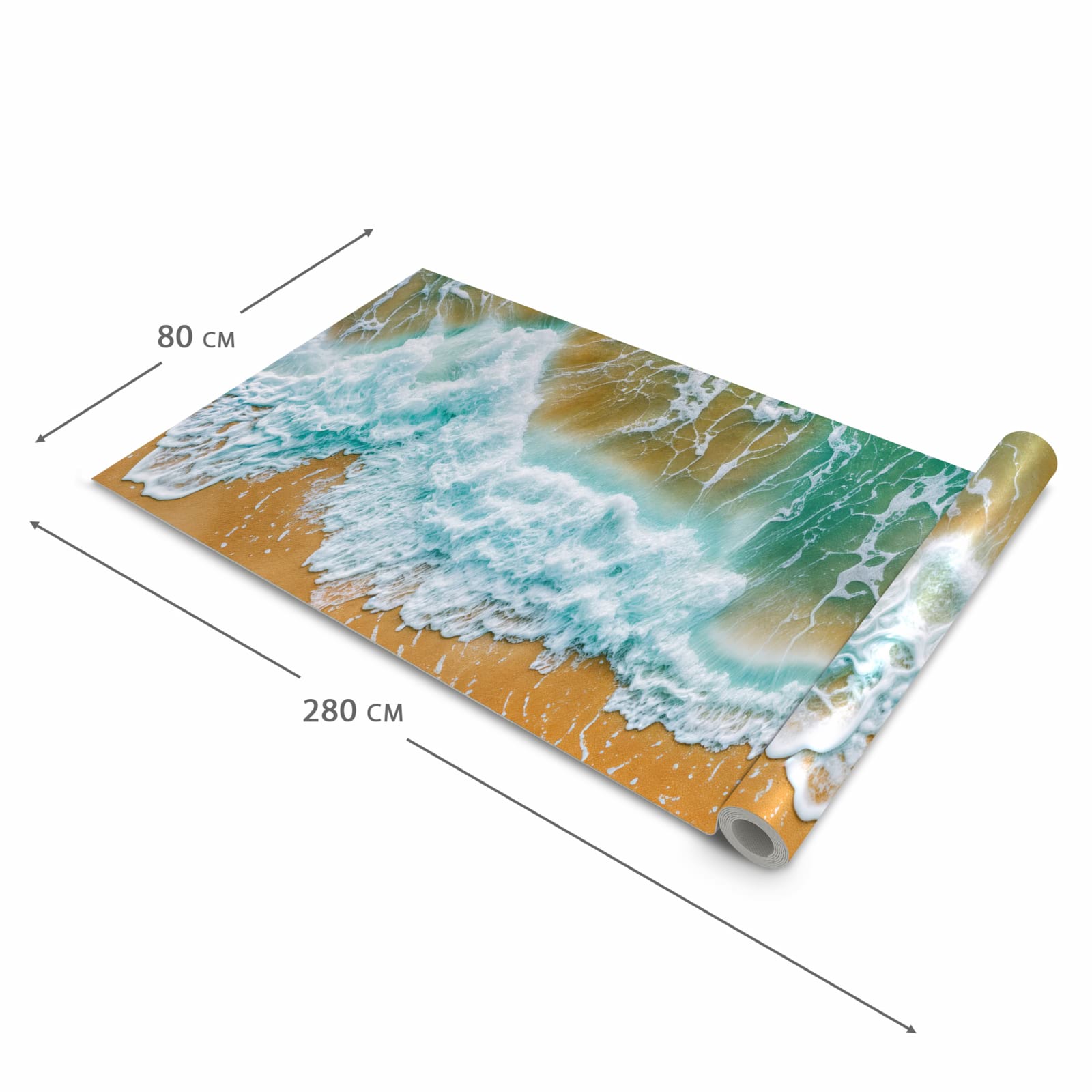 Waschbarer Küchenteppich mit Motiv Meeresbrandung in der Größe 60x240 cm für Ordnung