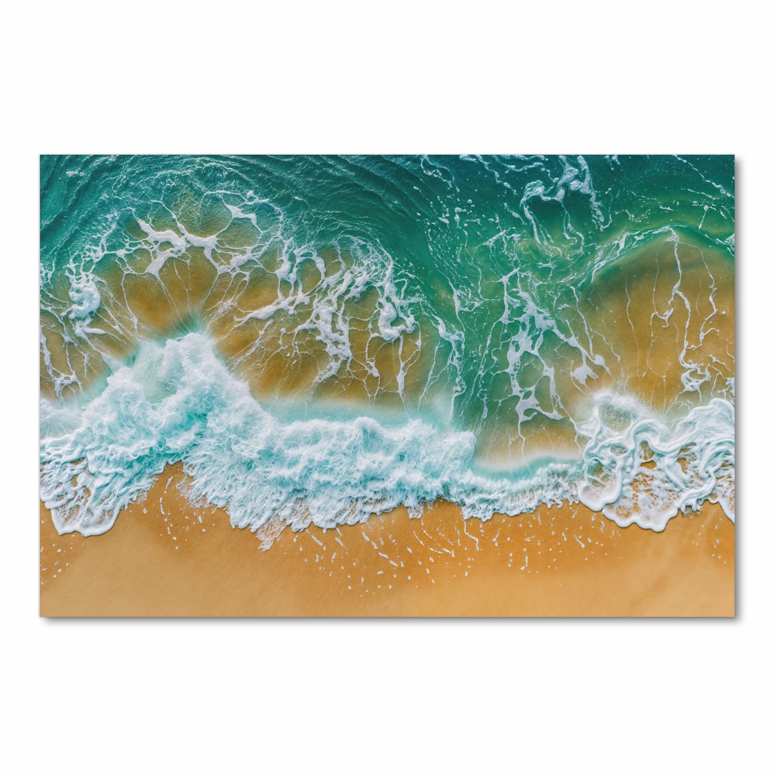 Waschbarer Küchenläufer nach Maß mit Motiv Meeresbrandung in Frontansicht