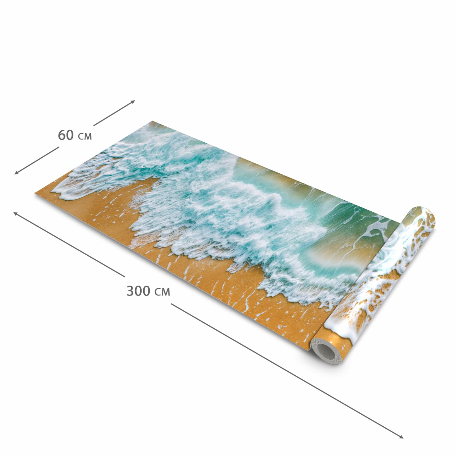 Langlebiger dünner Küchenteppich mit Motiv Meeresbrandung in der Grösse 60x240 cm