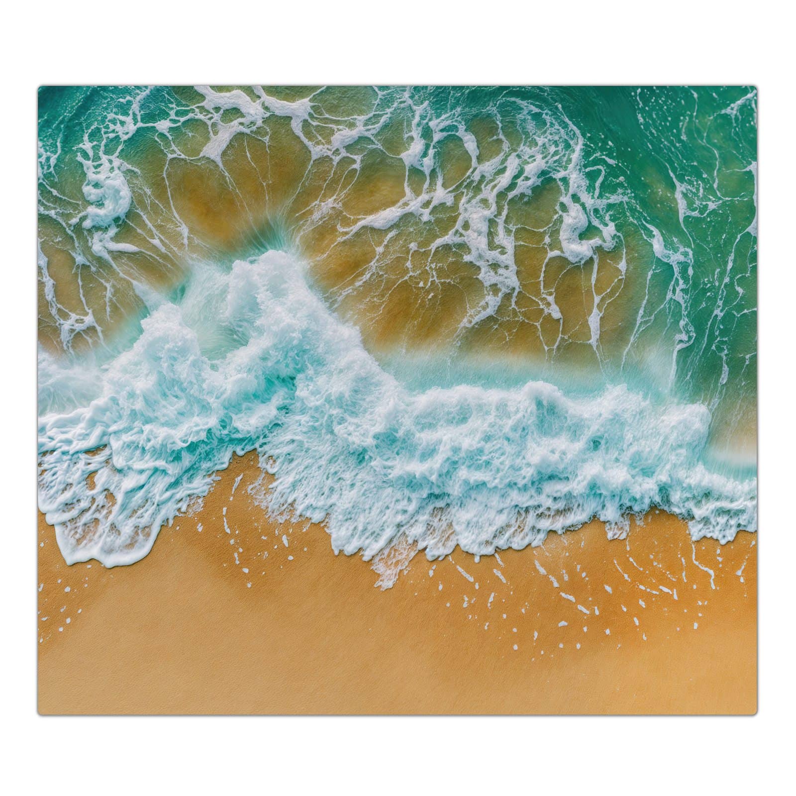 1-teilige Herdabdeckplatte aus Glas mit Meeresbrandung-Motiv in der Frontansicht #grösse_1-Teilig (60x52cm)