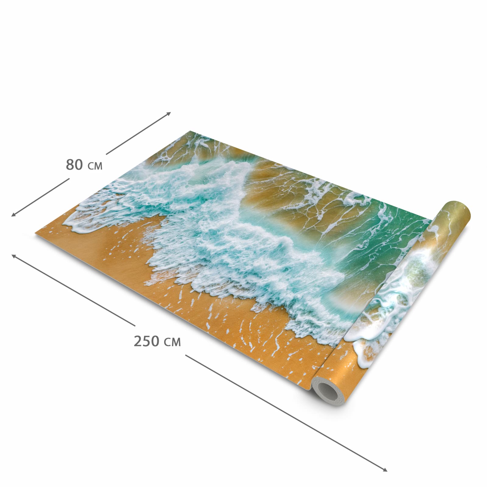 Bodenschonender Teppich fürs Esszimmer mit Motiv Meeresbrandung in der Größe 60x240 cm